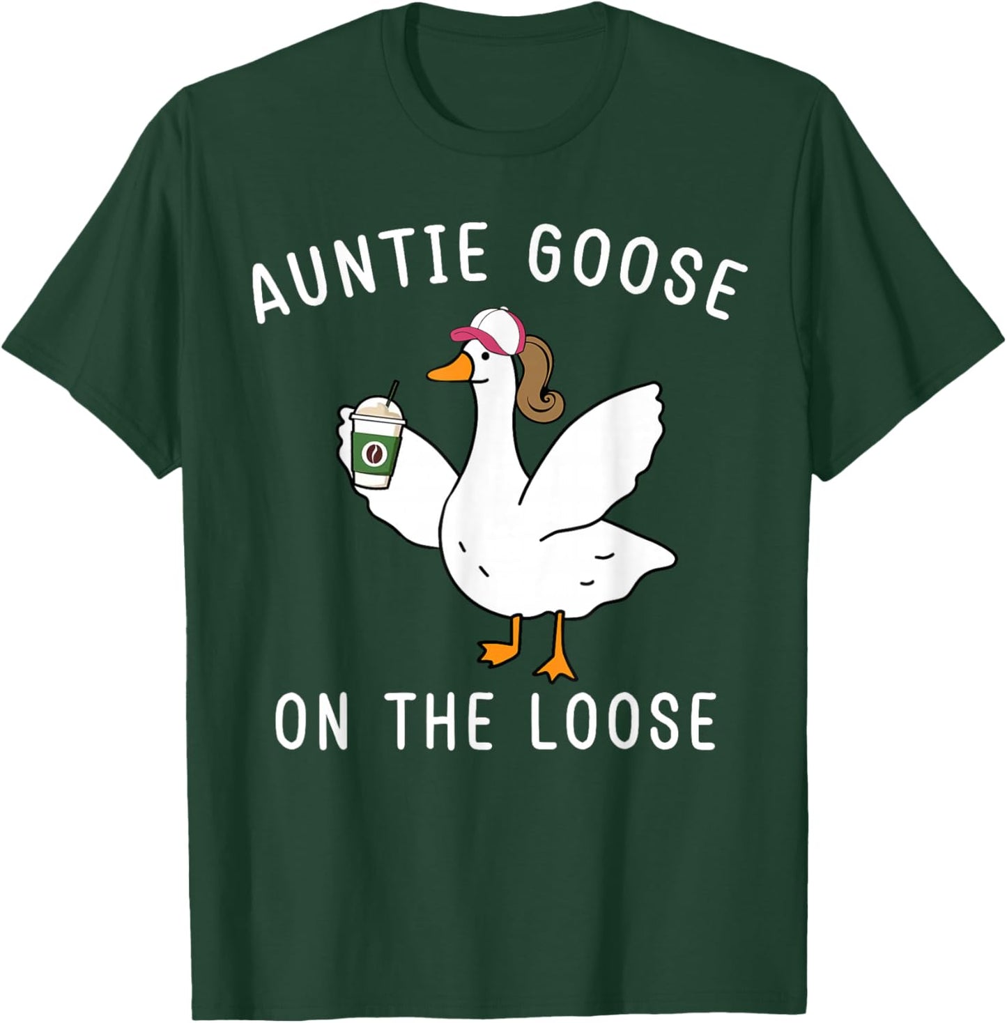 Funny Auntie Goose On The Loose Funny Farm Aunt - -Adults, Black, Small, Short Sleeve T-Shirt - T-Shirt | Forest