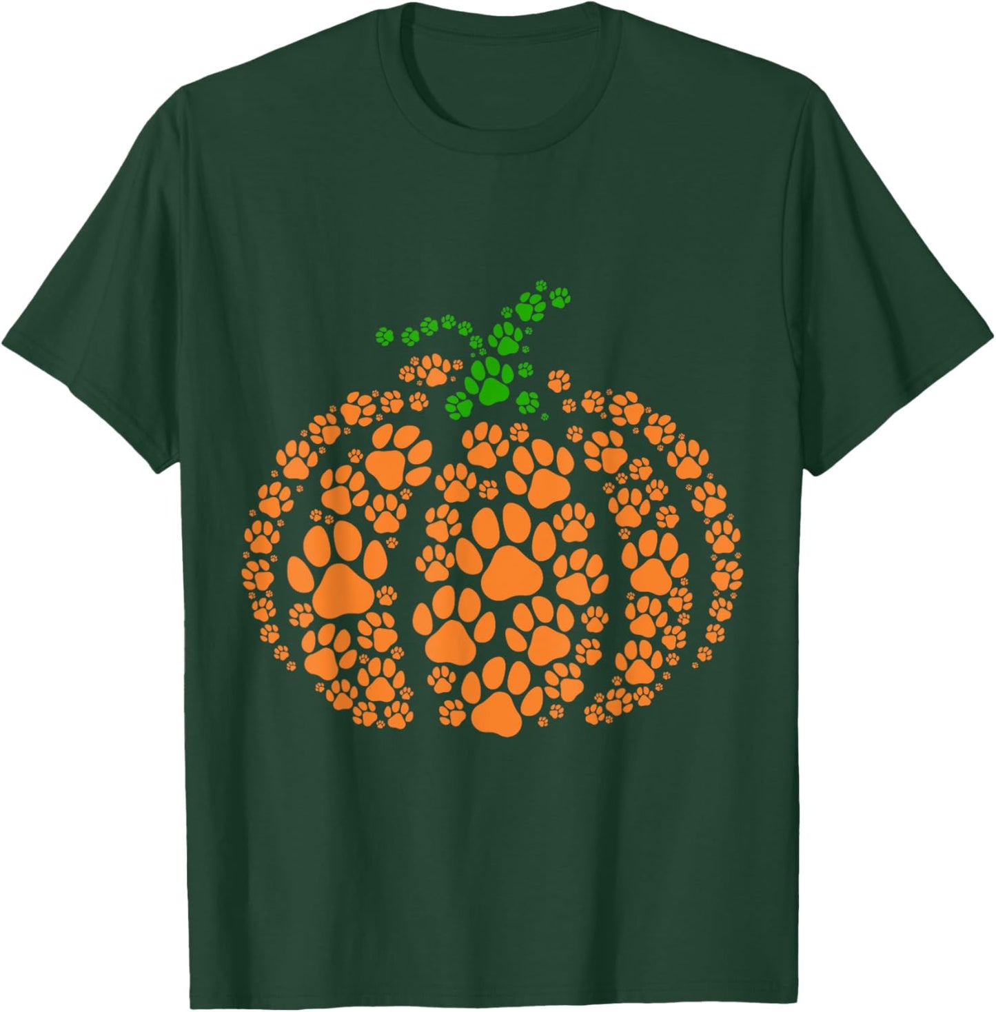 Paw Print Pumpkin Halloween Dog Cat Lover T-Shirt - T-Shirt | Forest