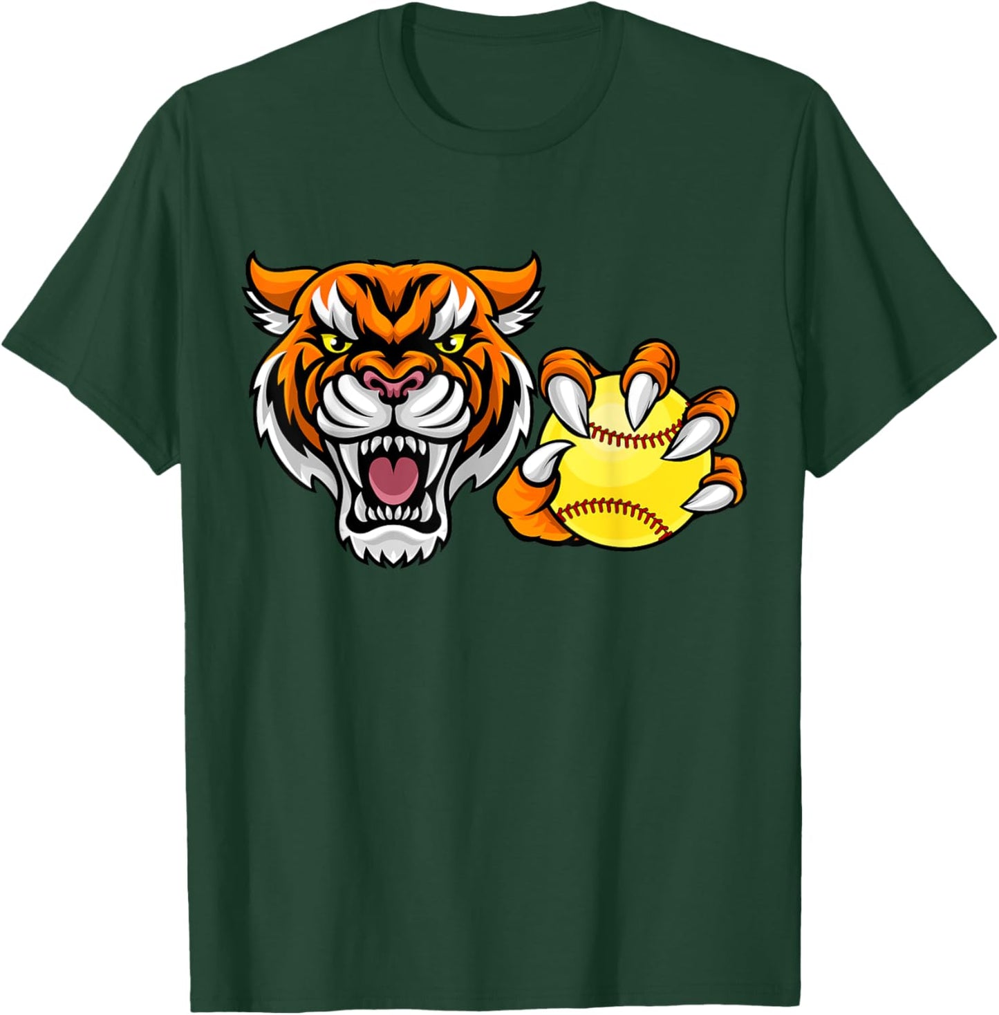 Tiger softball ball cartoon character design T-Shirt - T-Shirt | Forest