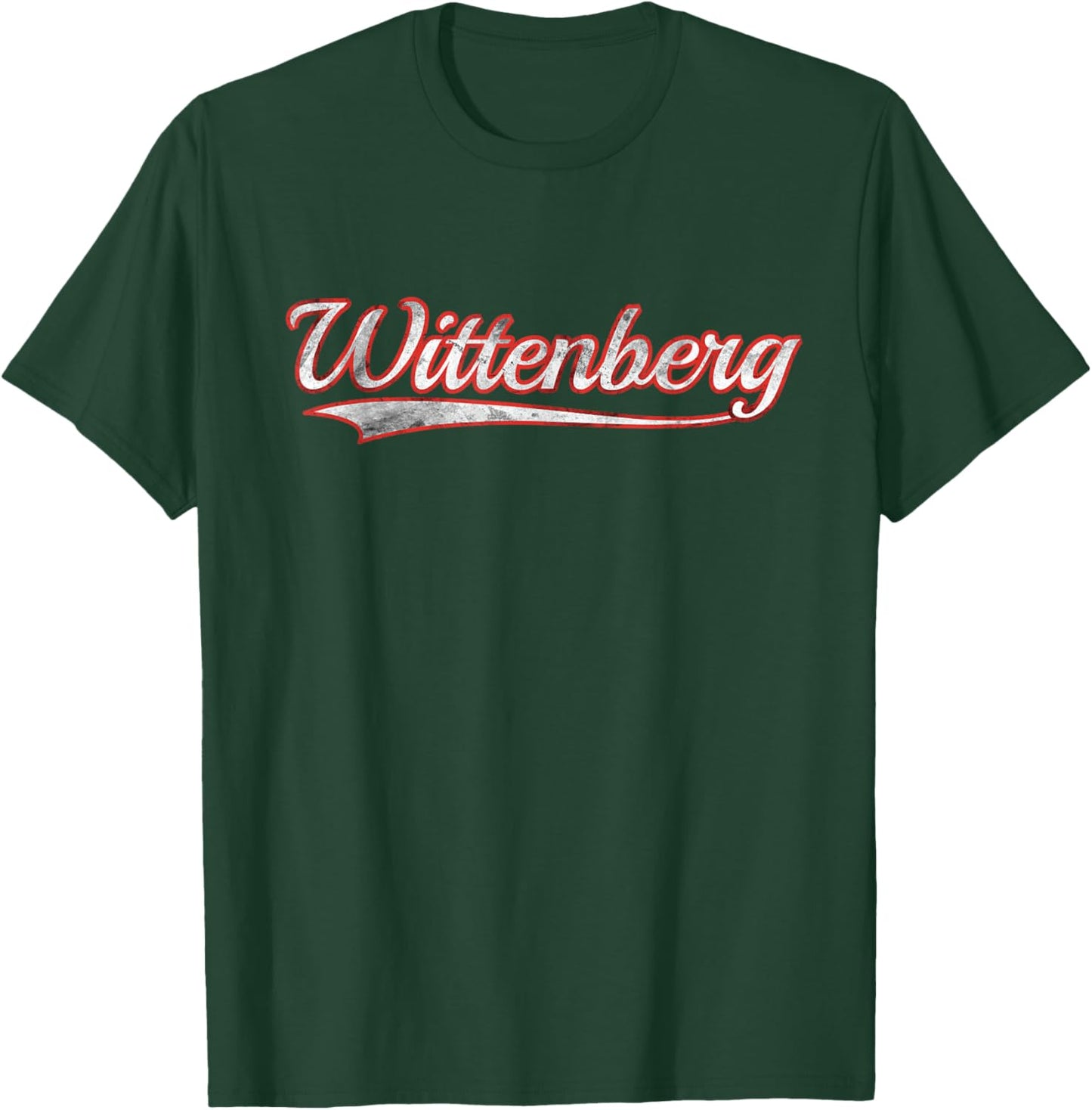Wittenberg Vintage Varsity Distressed Throwback Style T-Shirt - T-Shirt | Forest