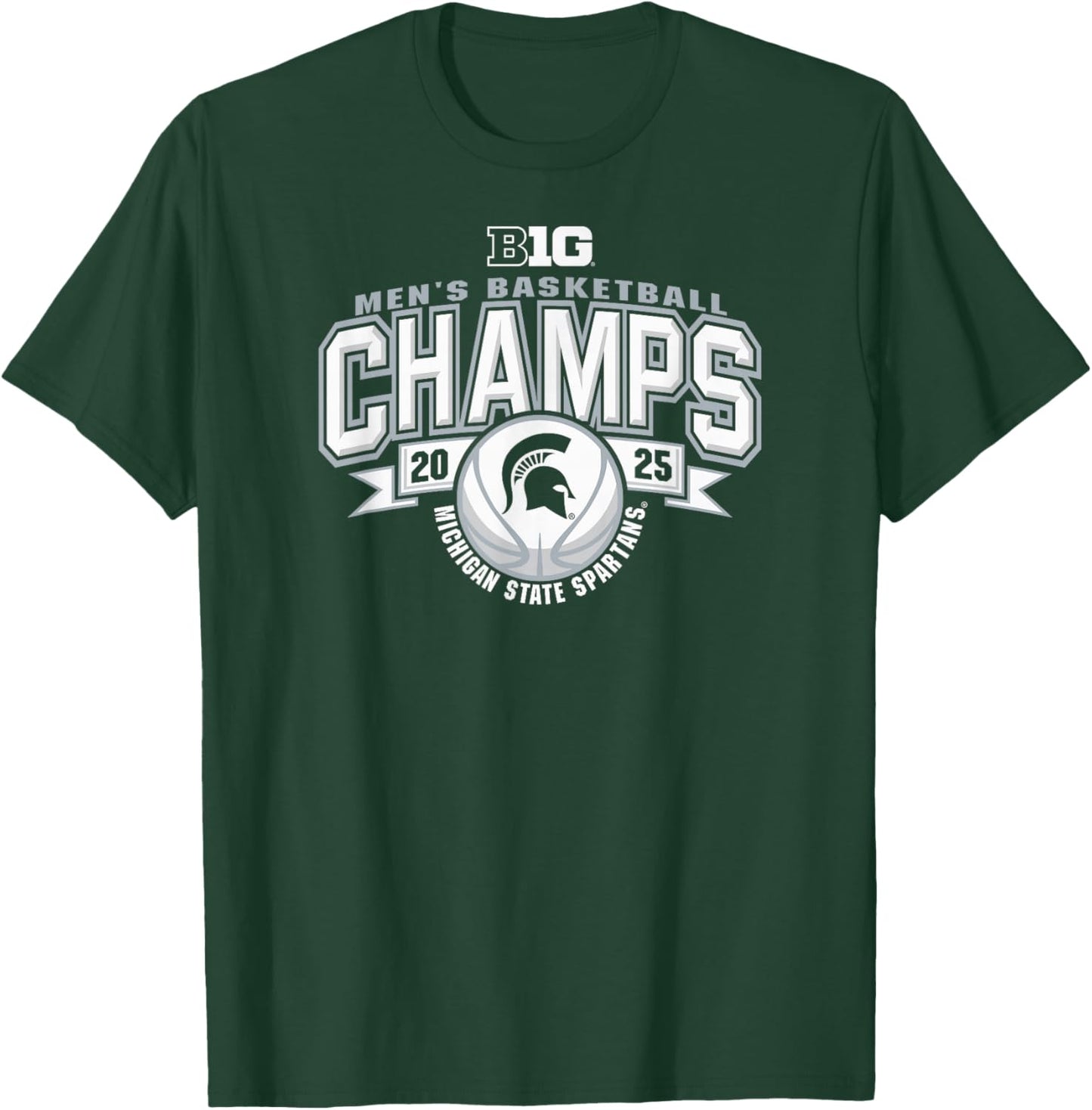 Michigan State Spartans Men's Basketball Big Ten Champs 2025 T-Shirt - T-Shirt | Forest