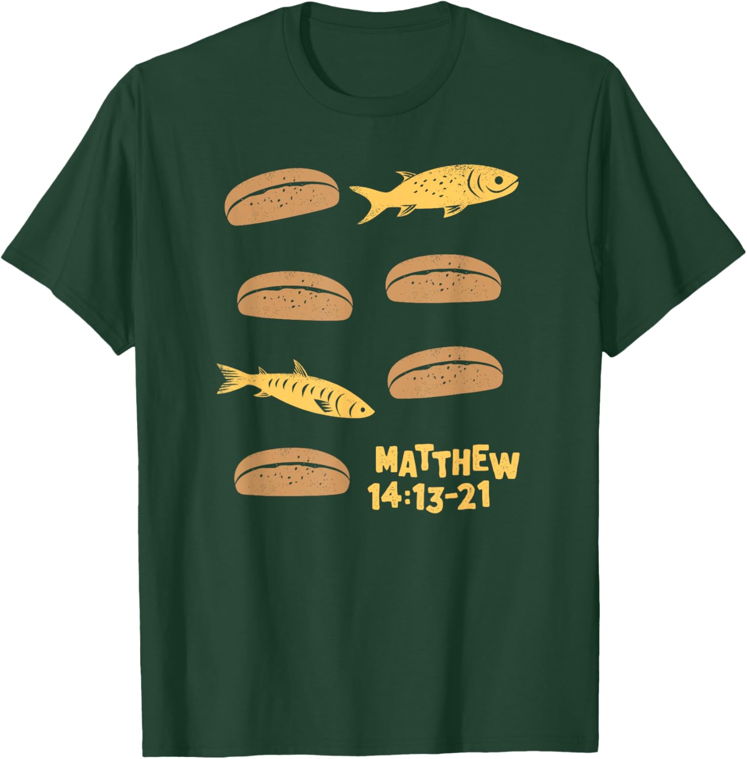 Jesus Feeds The 5000 5 Loaves of Bread 2 Fish Bible Story T-Shirt - T-Shirt | Forest