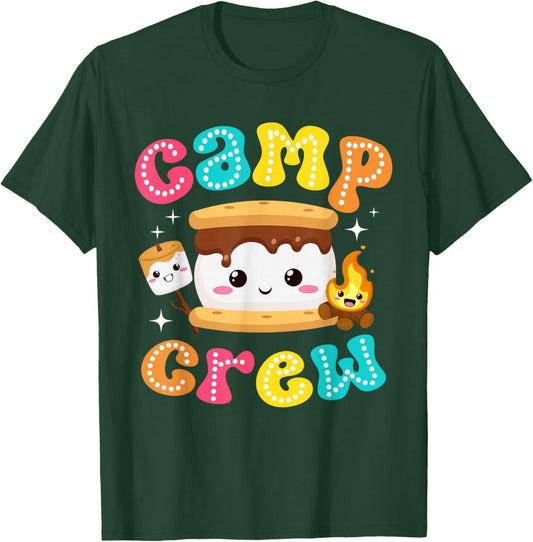 Camp Crew S'mores Marshmallow Camping Family Vacation Girls T-Shirt - T-Shirt | Forest