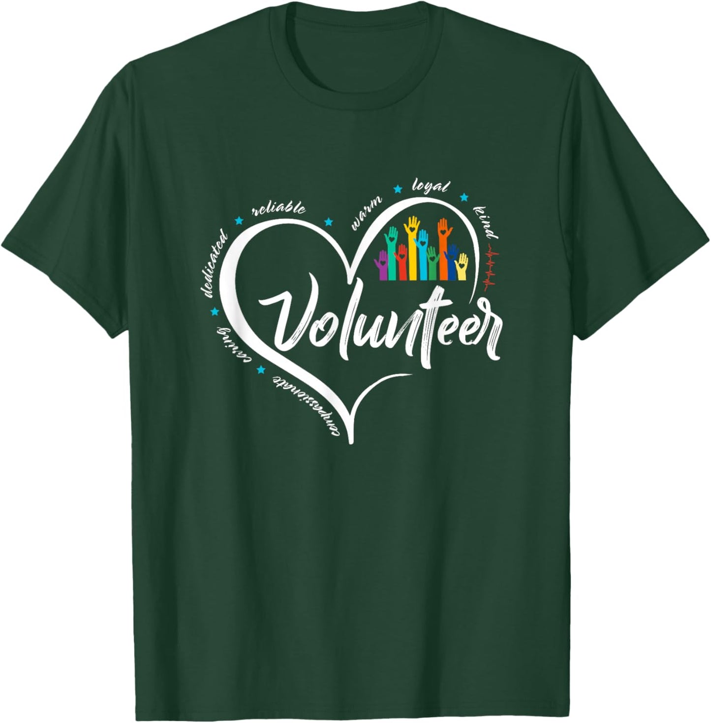 Funny Volunteer Heart Back To School Art Vintage T-Shirt - T-Shirt | Forest