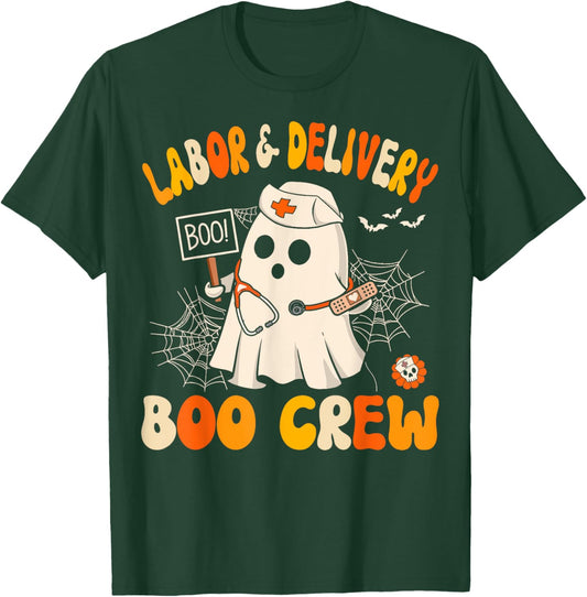 Labor & Delivery Boo Crew Funny L&d Nurse Halloween T-Shirt - T-Shirt | Forest