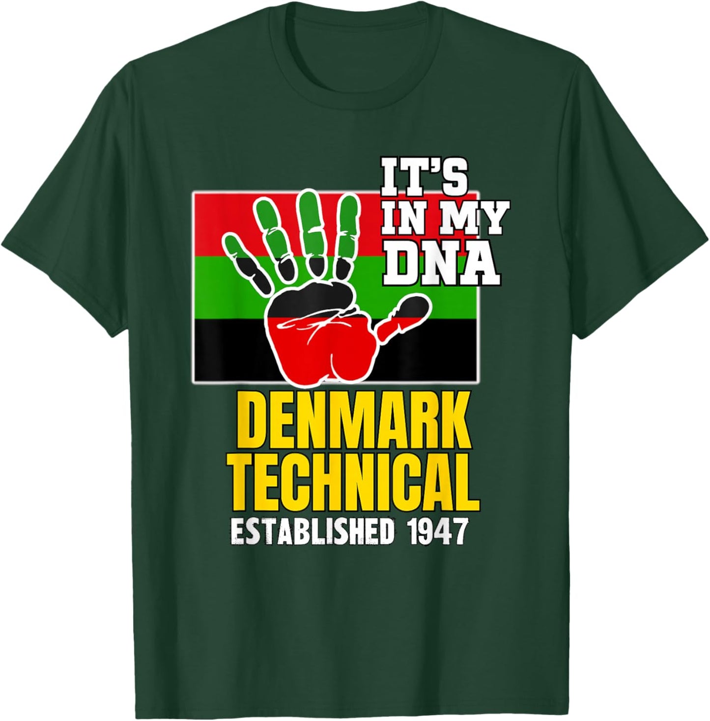 Denmark Technical, DTC, Red, Black and Green HBCU T-Shirt - T-Shirt | Forest