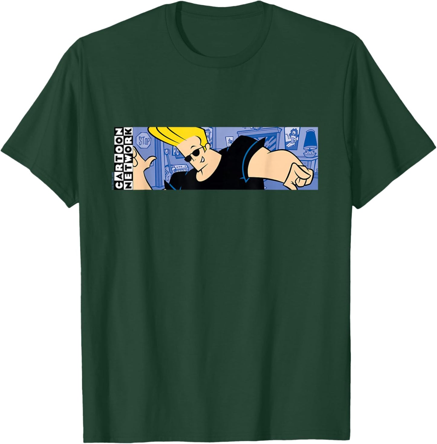 Johnny Bravo Panoramic Action Pose Funny Cartoon Network T-Shirt - T-Shirt | Forest