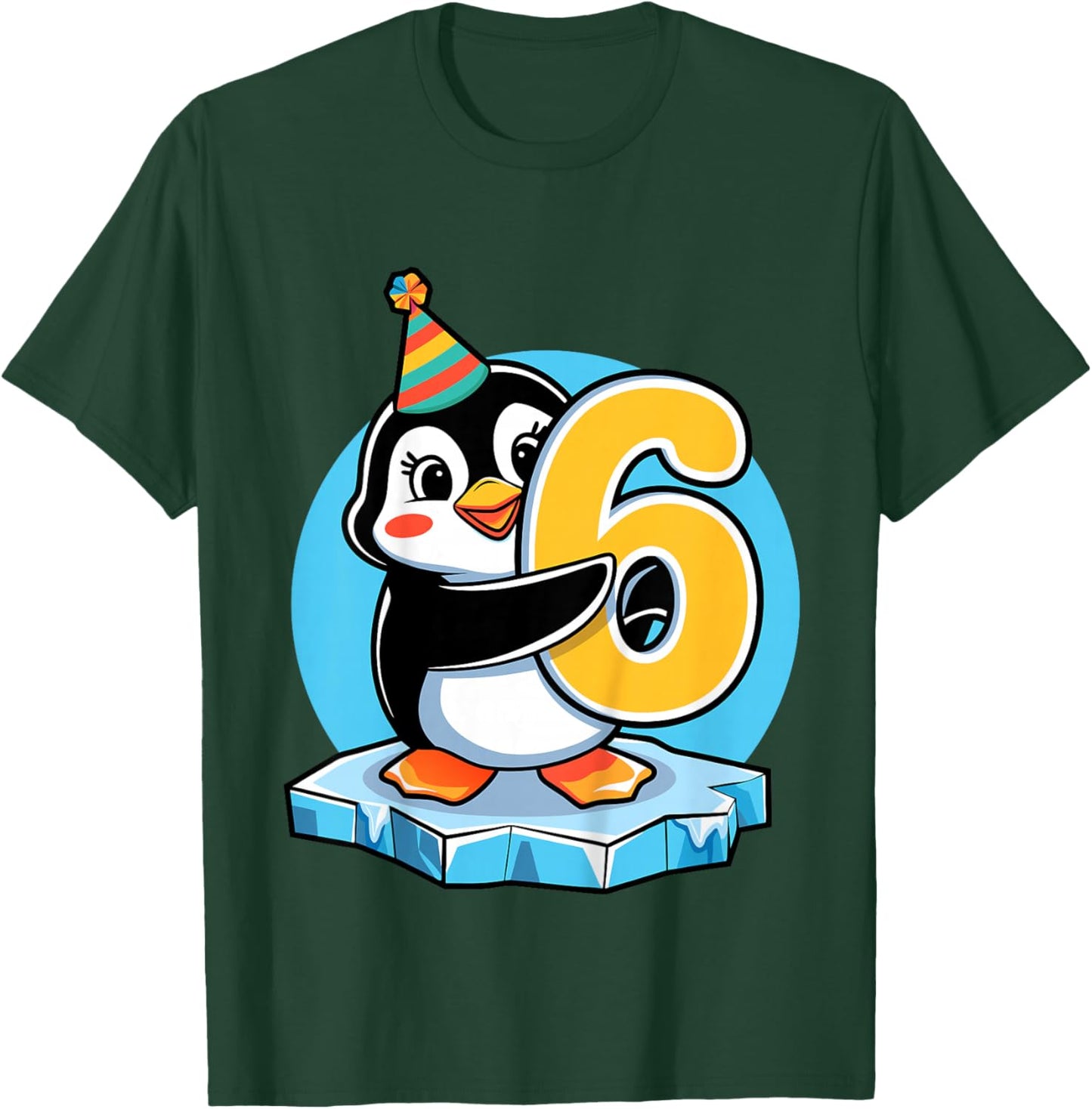 Kids 6th Birthday Penguin Kids T-Shirt - T-Shirt | Forest