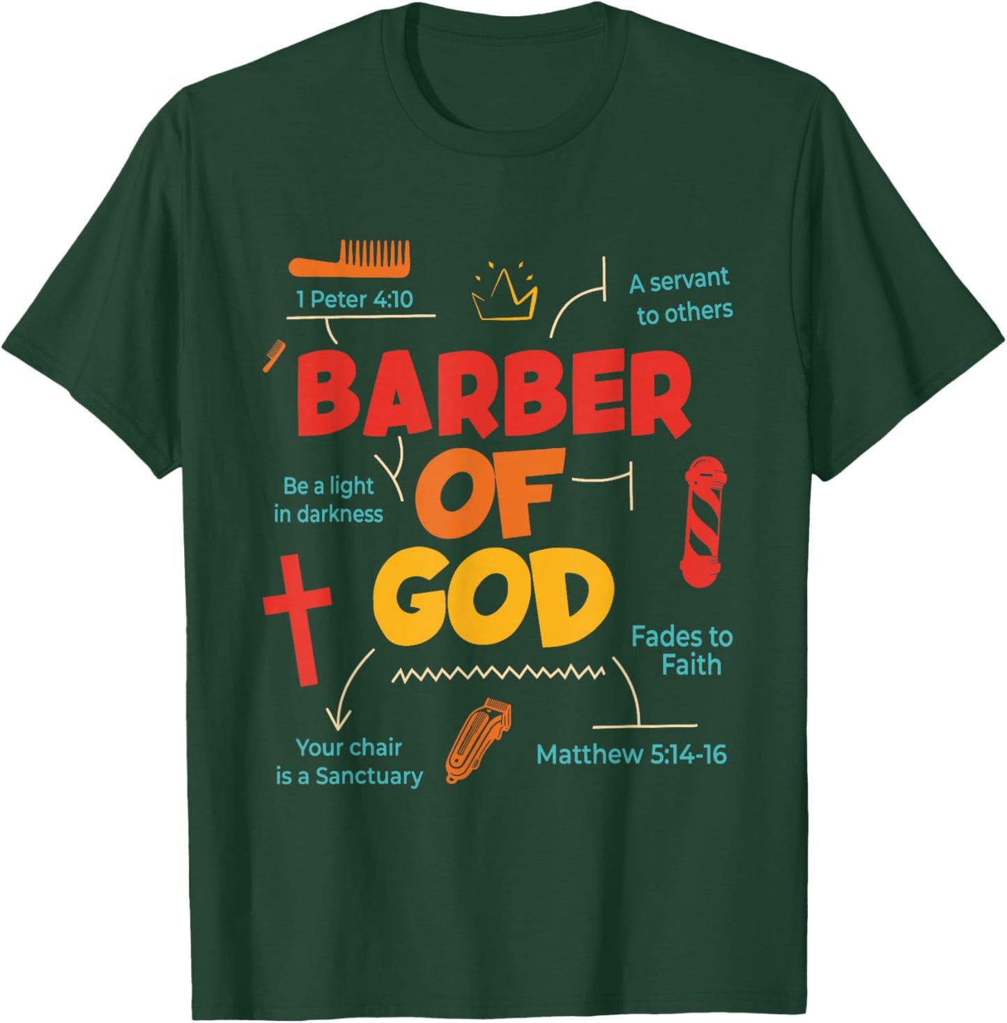 Barber of God Christian Barber Inspiration T-Shirt - T-Shirt | Forest