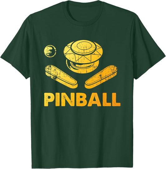 Cool Arcade Gaming Pinball Player Gift Men Women Vintage Pinball Funny Pinballer Machine Flipping Ball Lovers T-Shirt - T-Shirt | Forest