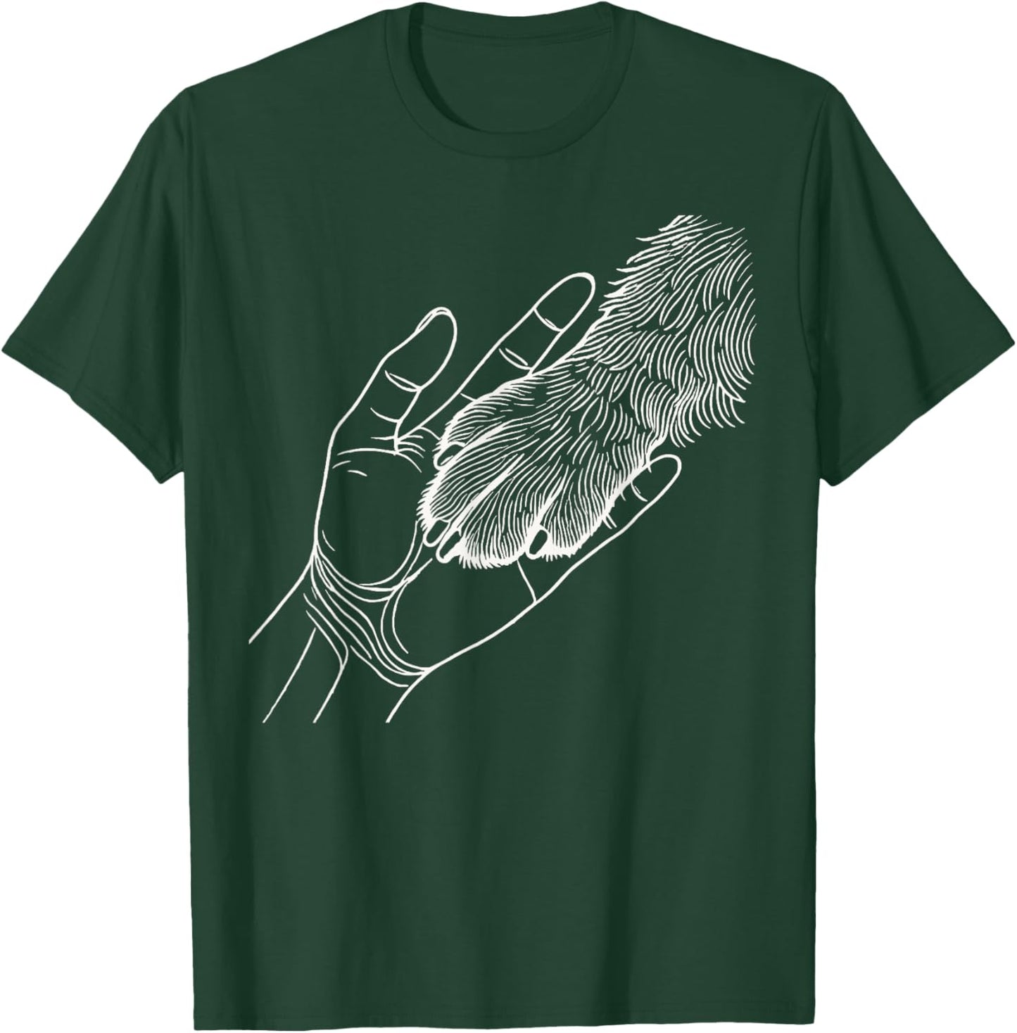 Dog And People Punch Hand Dog Man Friendship Bump Dog's Paw T-Shirt - T-Shirt | Forest