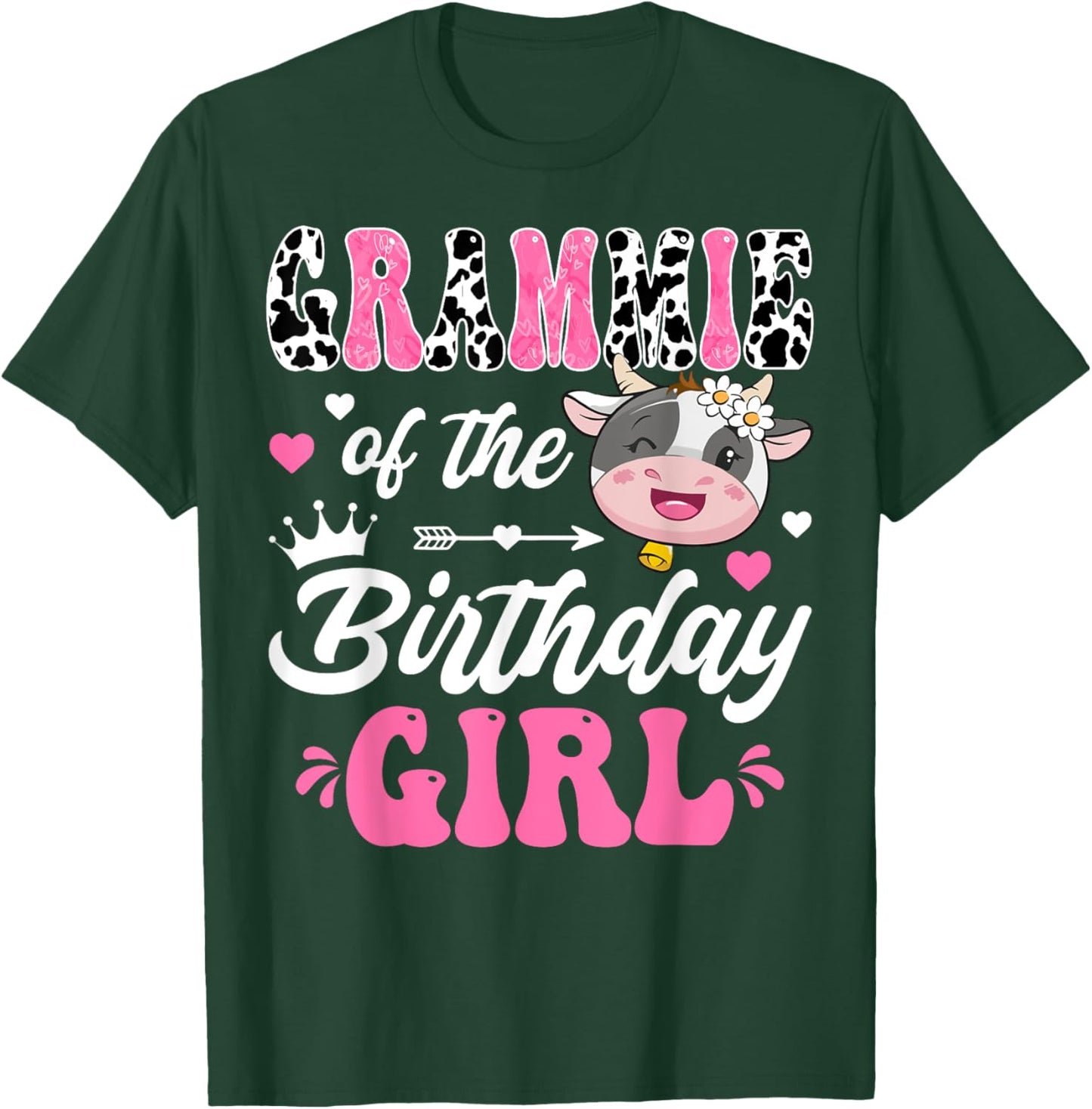 Grammie Of The Birthday Girl Cute Cow Farm 1St Birthday T-Shirt - T-Shirt | Forest