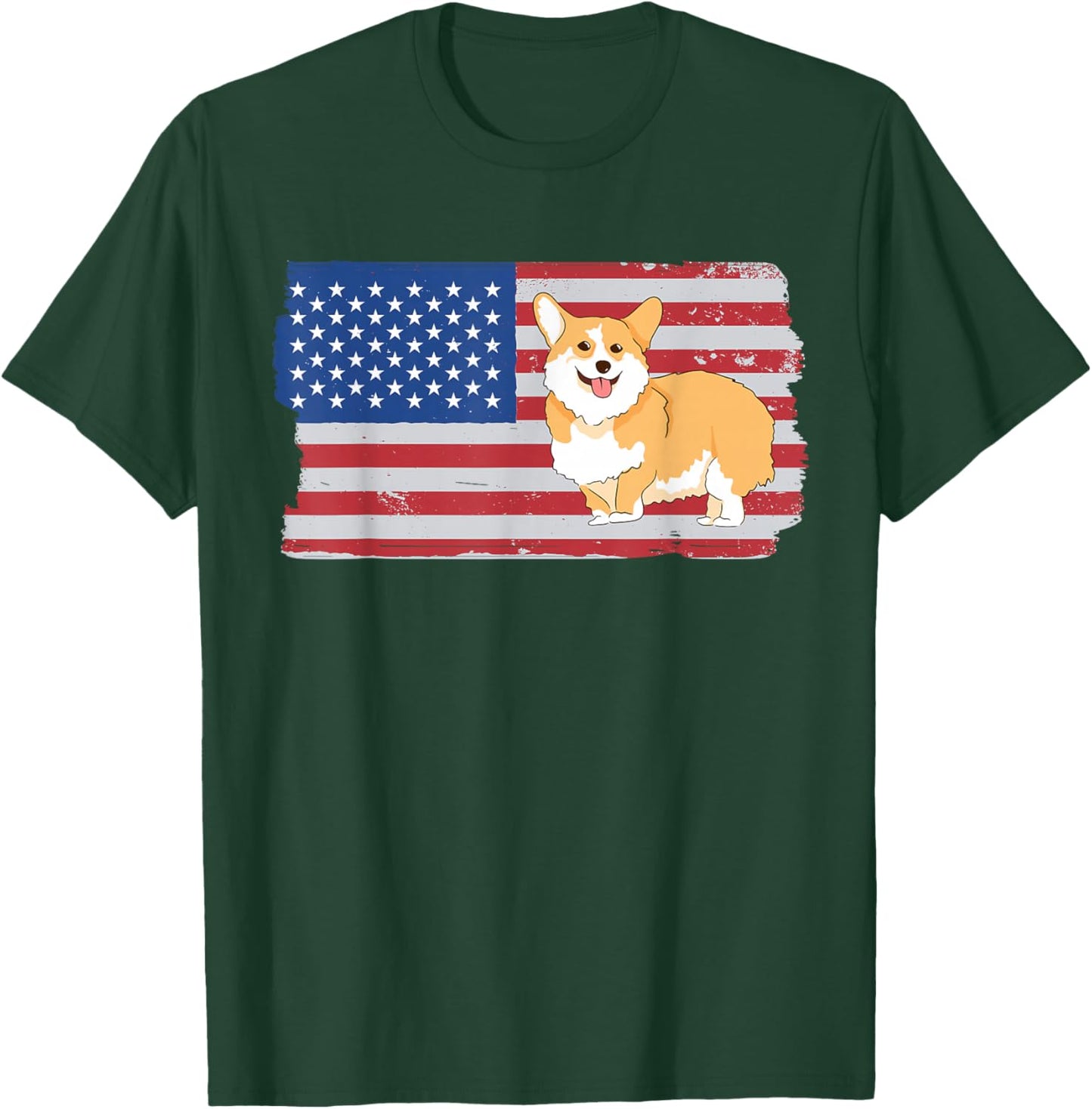 Corgi USA Flag Funny Pet Corgi Dog Lover T-Shirt - T-Shirt | Forest