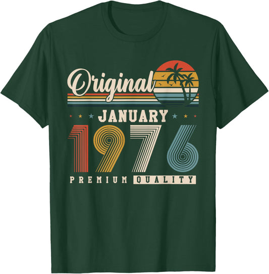 Original January 1976 50th Birthday Vintage Gift T-Shirt - T-Shirt | Forest