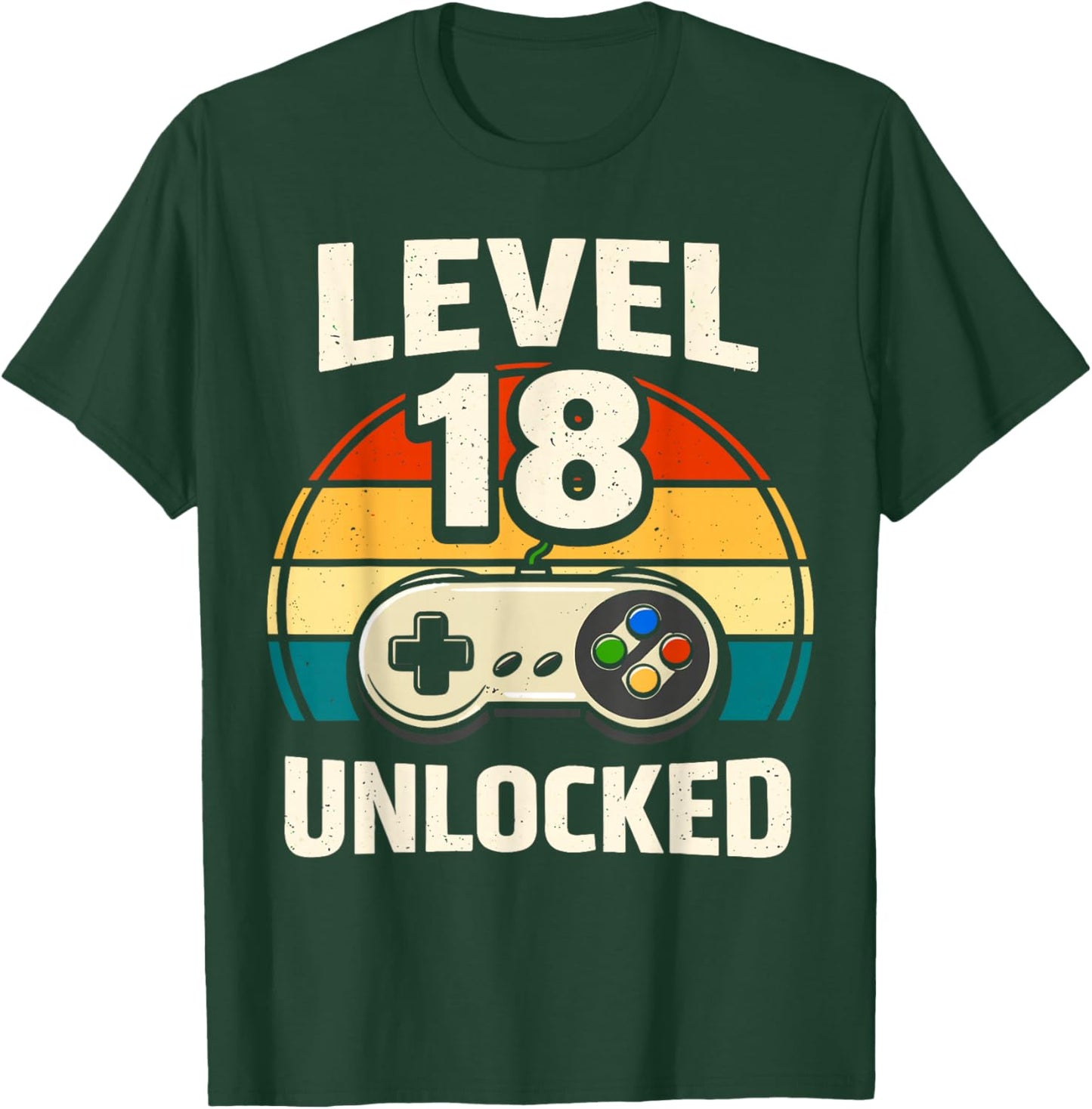 18th Birthday Level 18 Unlocked Gamer Gaming 18 Birthday T-Shirt - T-Shirt | Forest
