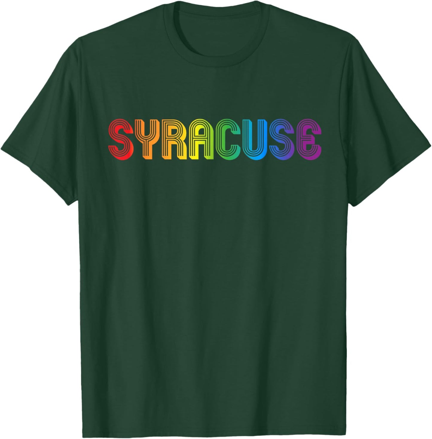Syracuse City Gay Pride Rainbow Word Design T-Shirt - T-Shirt | Forest