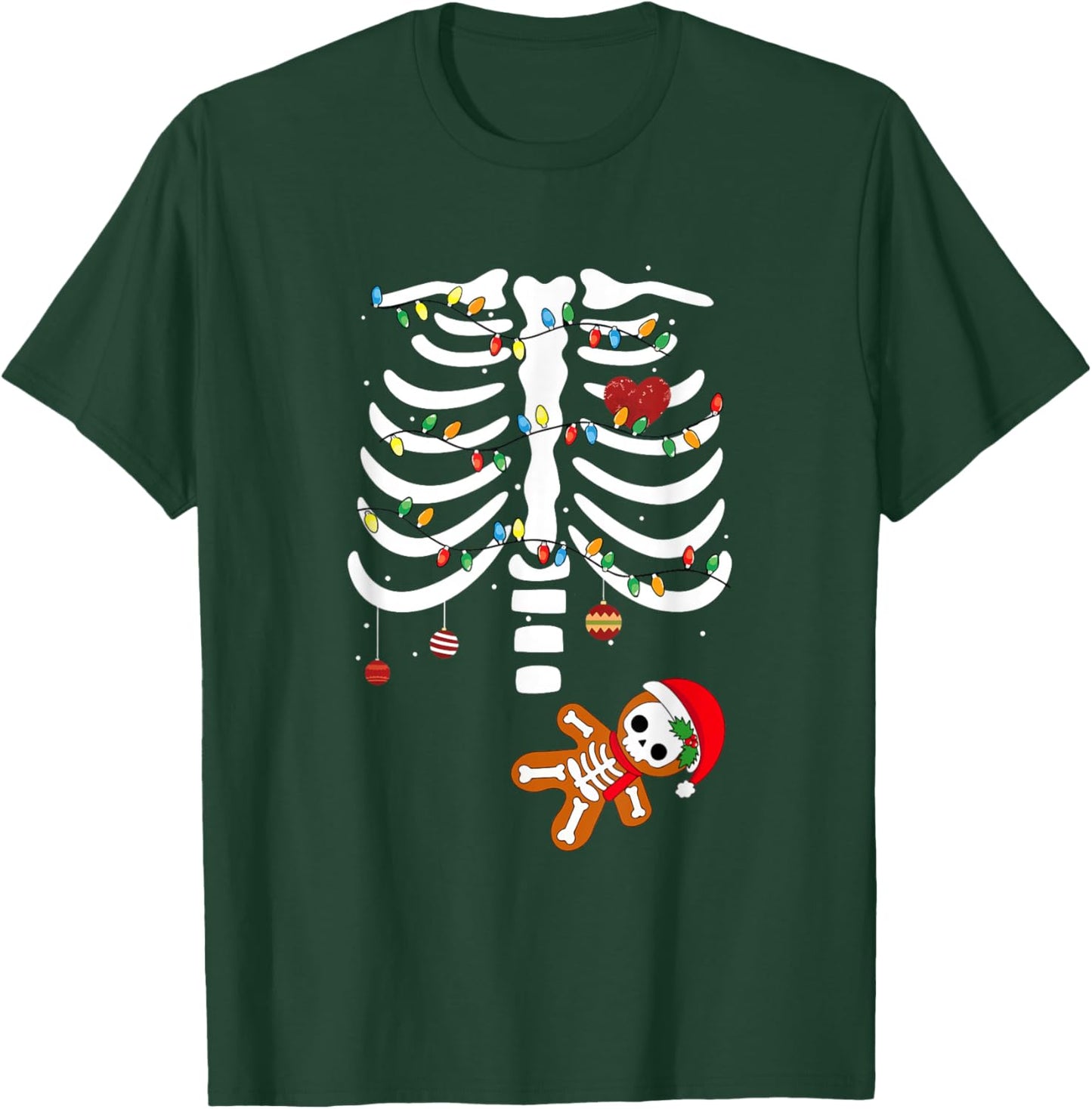 Skeleton Christmas Pregnancy Announcement Merry and Pregnant T-Shirt - T-Shirt | Forest