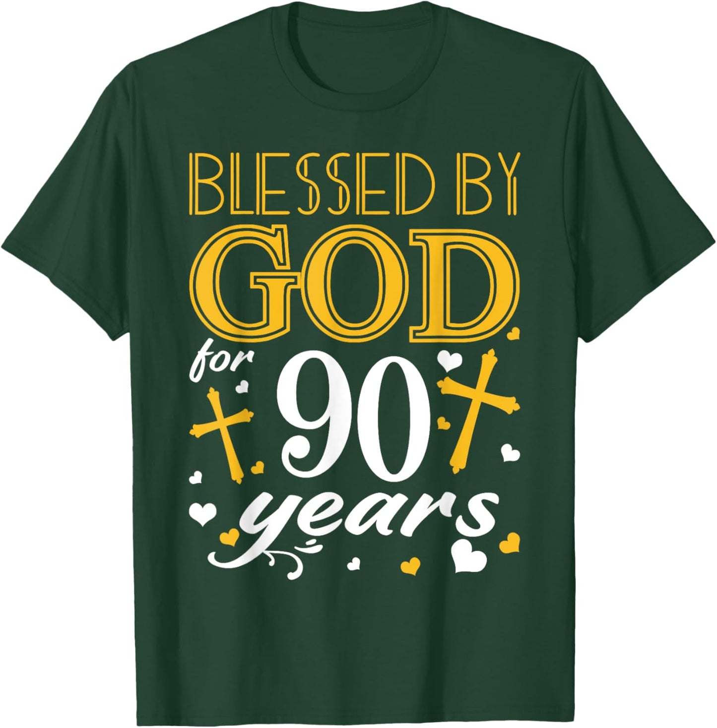 Vintage Blessed By God For 90 Years Happy 90th Birthday T-Shirt - T-Shirt | Forest