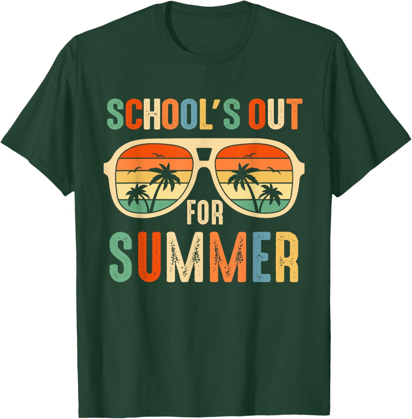 Retro School's Out for Summer Teacher Last Day of School T-Shirt - T-Shirt | Forest