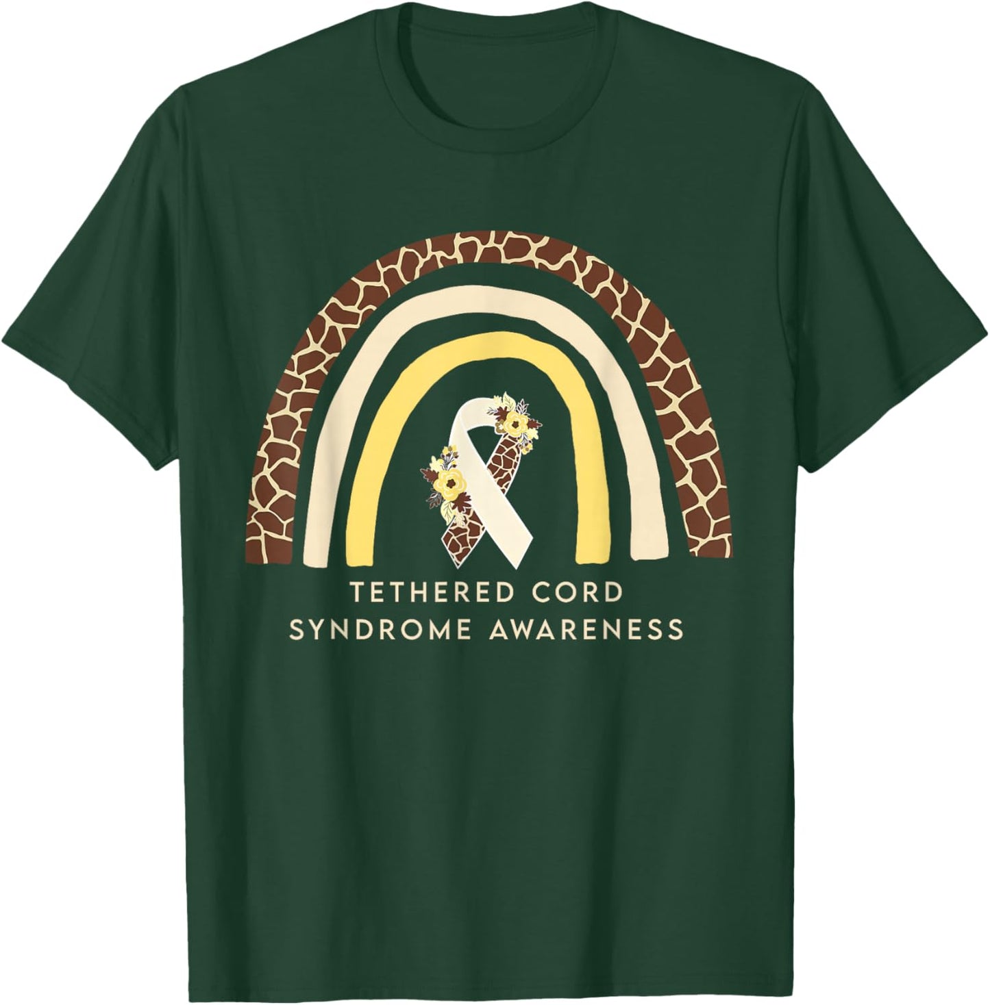 Rainbow Tethered Cord Syndrome Awareness TCS Support T-Shirt - T-Shirt | Forest
