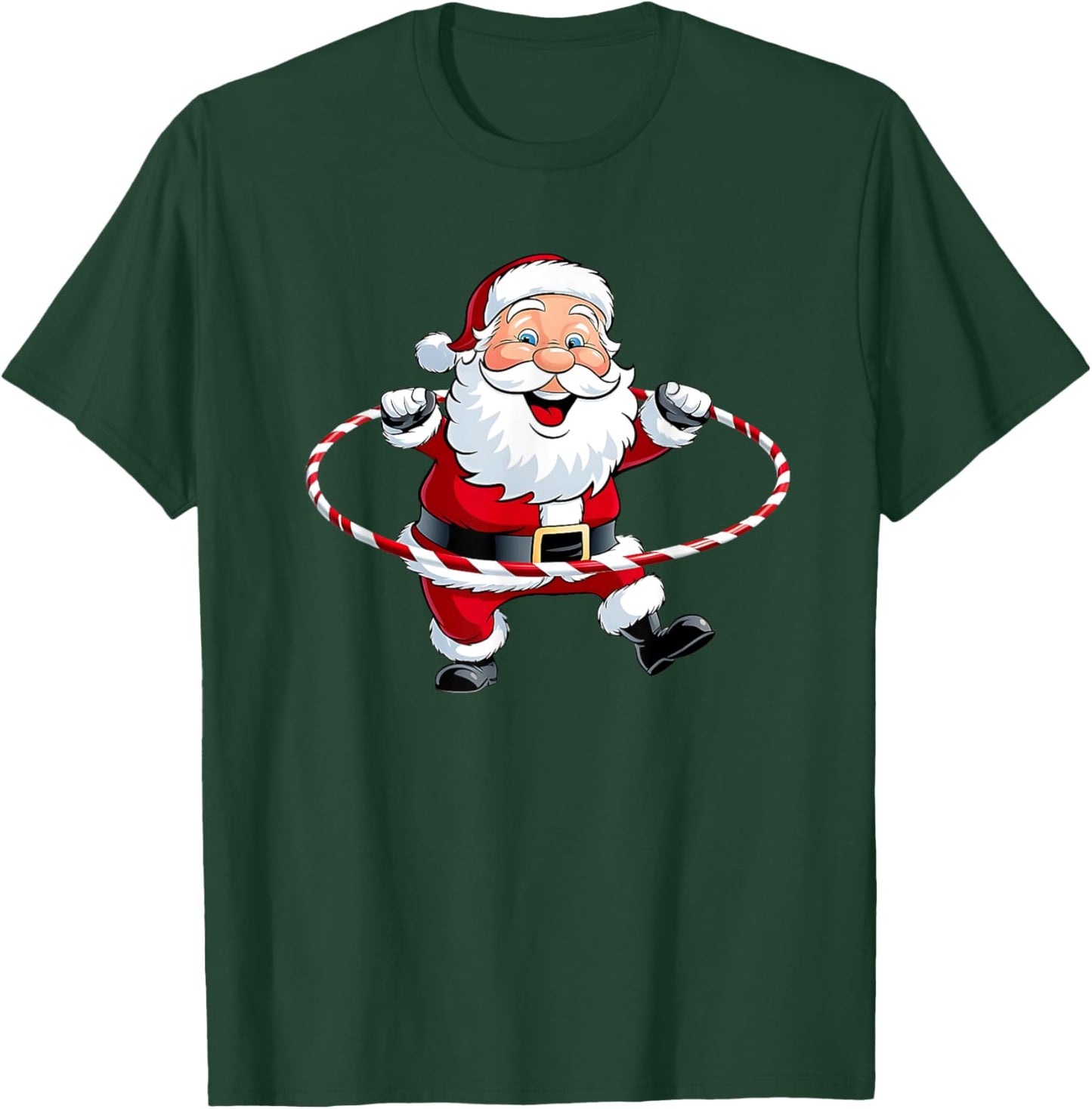 Funny Santa Claus Hula Hooping Exercise Merry Christmas Xmas T-Shirt - T-Shirt | Forest