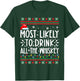 Most Likely To Drink All The Whiskey Family Christmas Pajama T-Shirt - T-Shirt | Forest