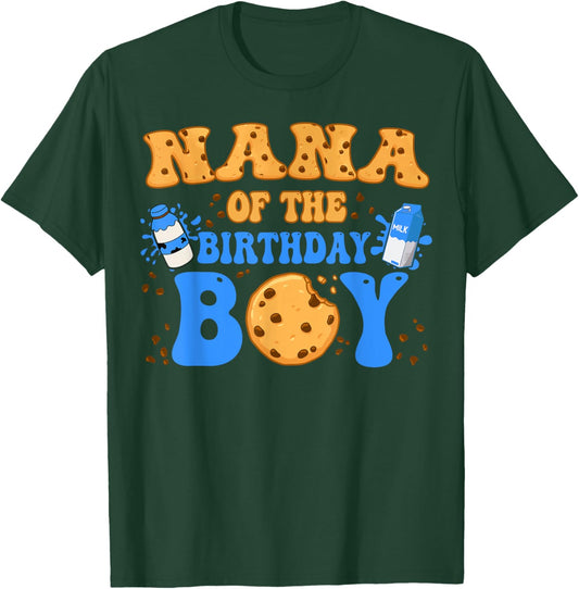 Nana Of The Birthday Boy Milk and Cookies Lover T-Shirt - T-Shirt | Forest