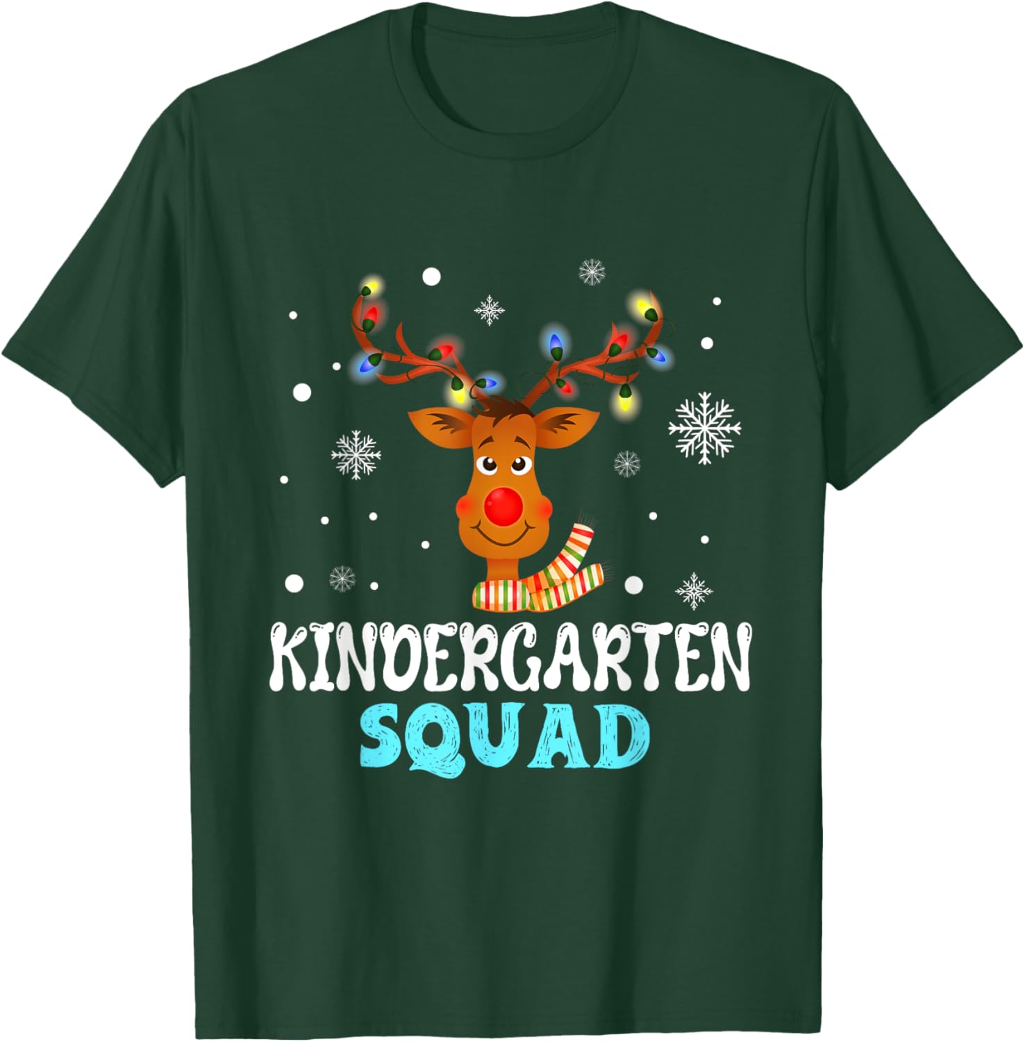 kindergarten Teacher Christmas Squad Reindeer Xmas T-Shirt - T-Shirt | Forest