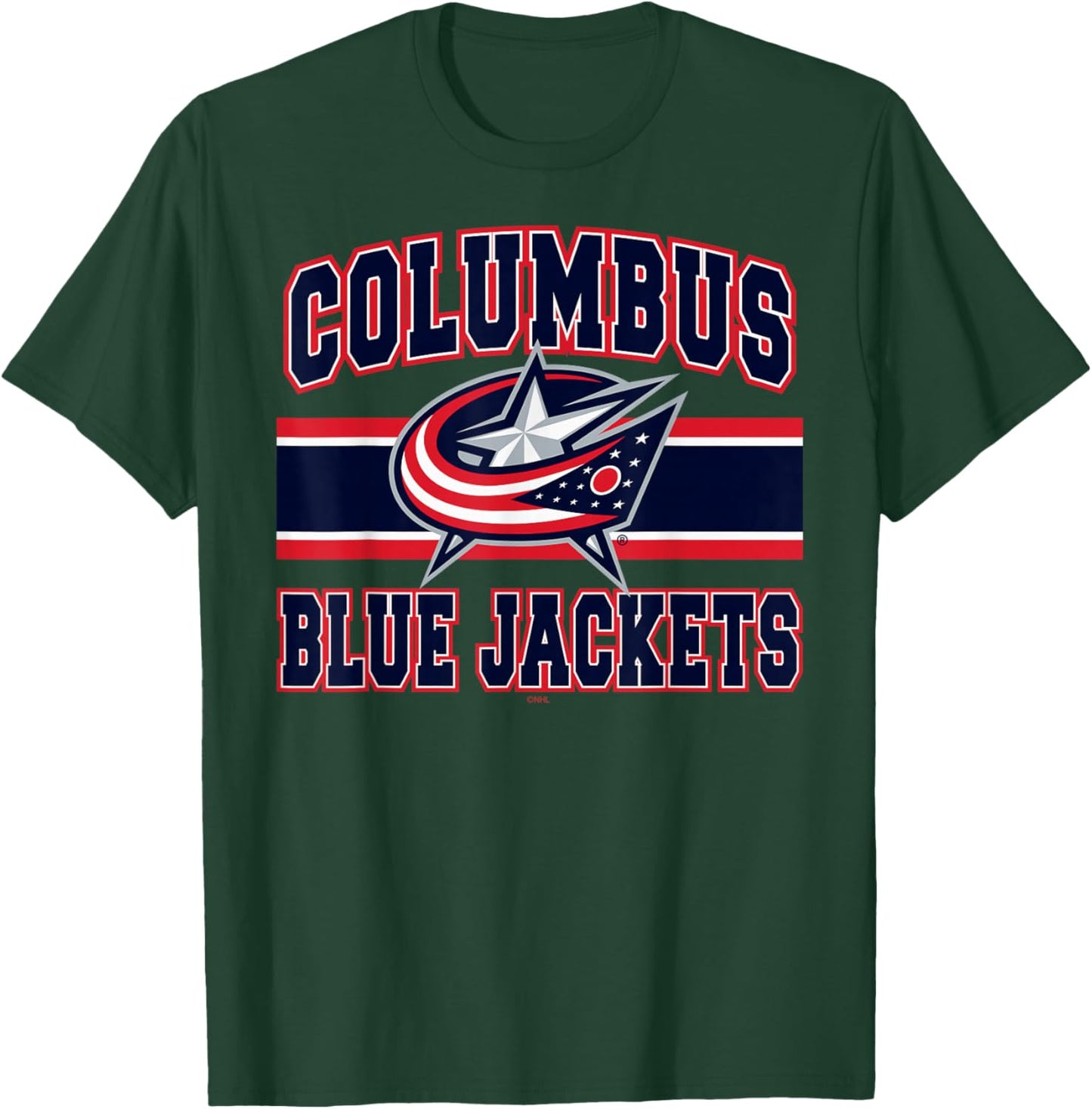 Columbus Blue Jackets Stripe White Officially Licensed T-Shirt - T-Shirt | Forest