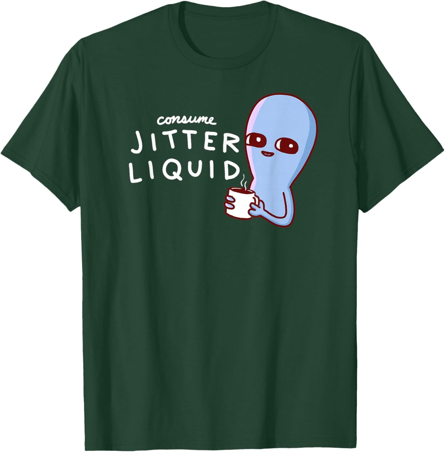 Threadless Nathan W. Pyle Jitter Liquid Graphic T-Shirt - T-Shirt | Forest