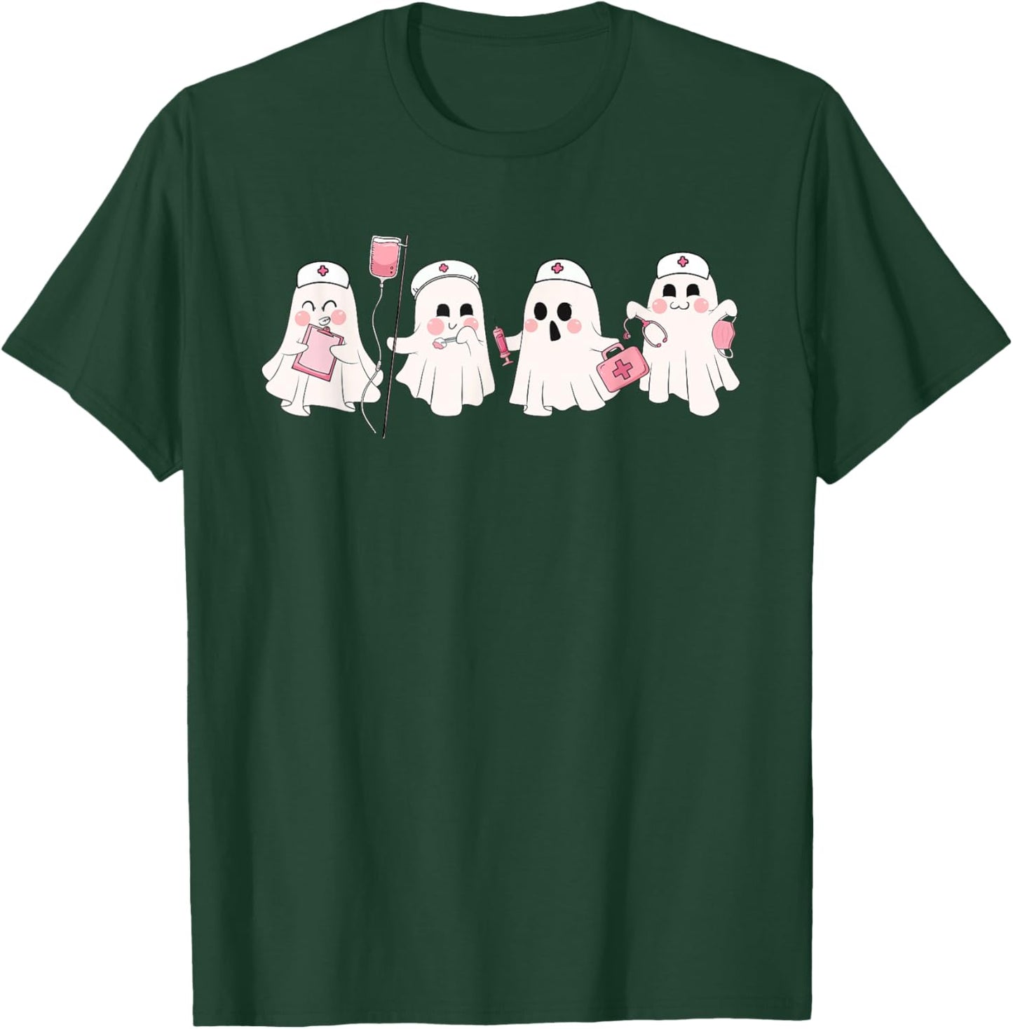 Funny Ghost Spooky Nurse Halloween Cute RN Nurse T-Shirt - T-Shirt | Forest