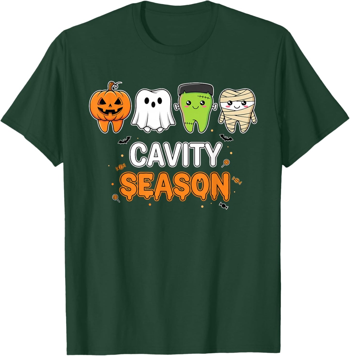 Cavity Season Cute Tooth Halloween Dentist Hygienist T-Shirt - T-Shirt | Forest