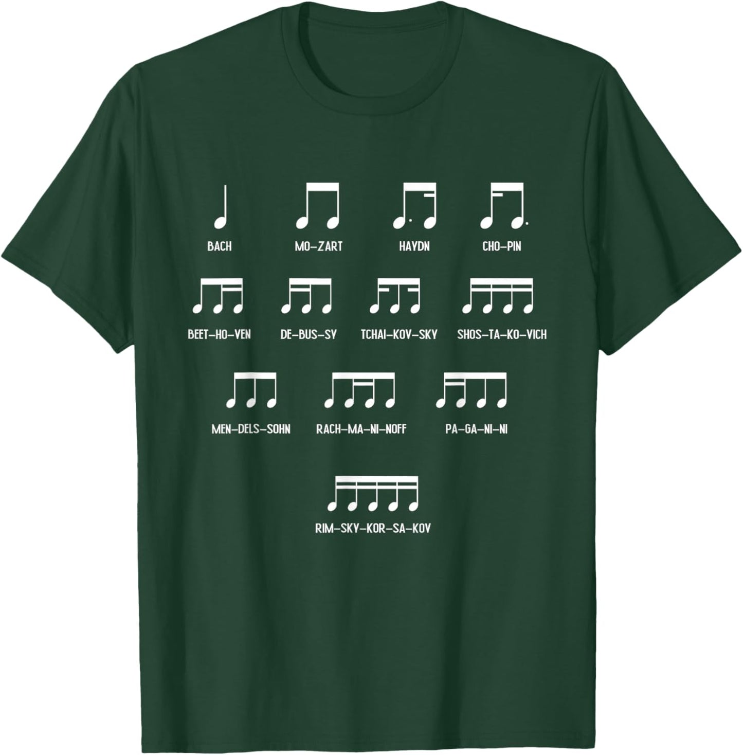 Composer Rhythm Music - Bach Mozart Beethoven Chopin T-Shirt - T-Shirt | Forest