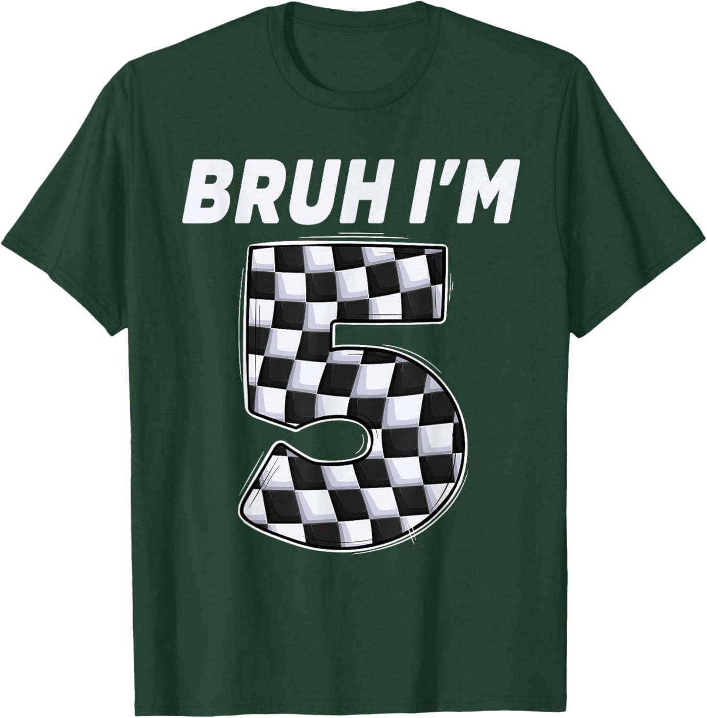 Bruh i'm 5 year old Boy two car racing 5th birthday race car T-Shirt - T-Shirt | Forest