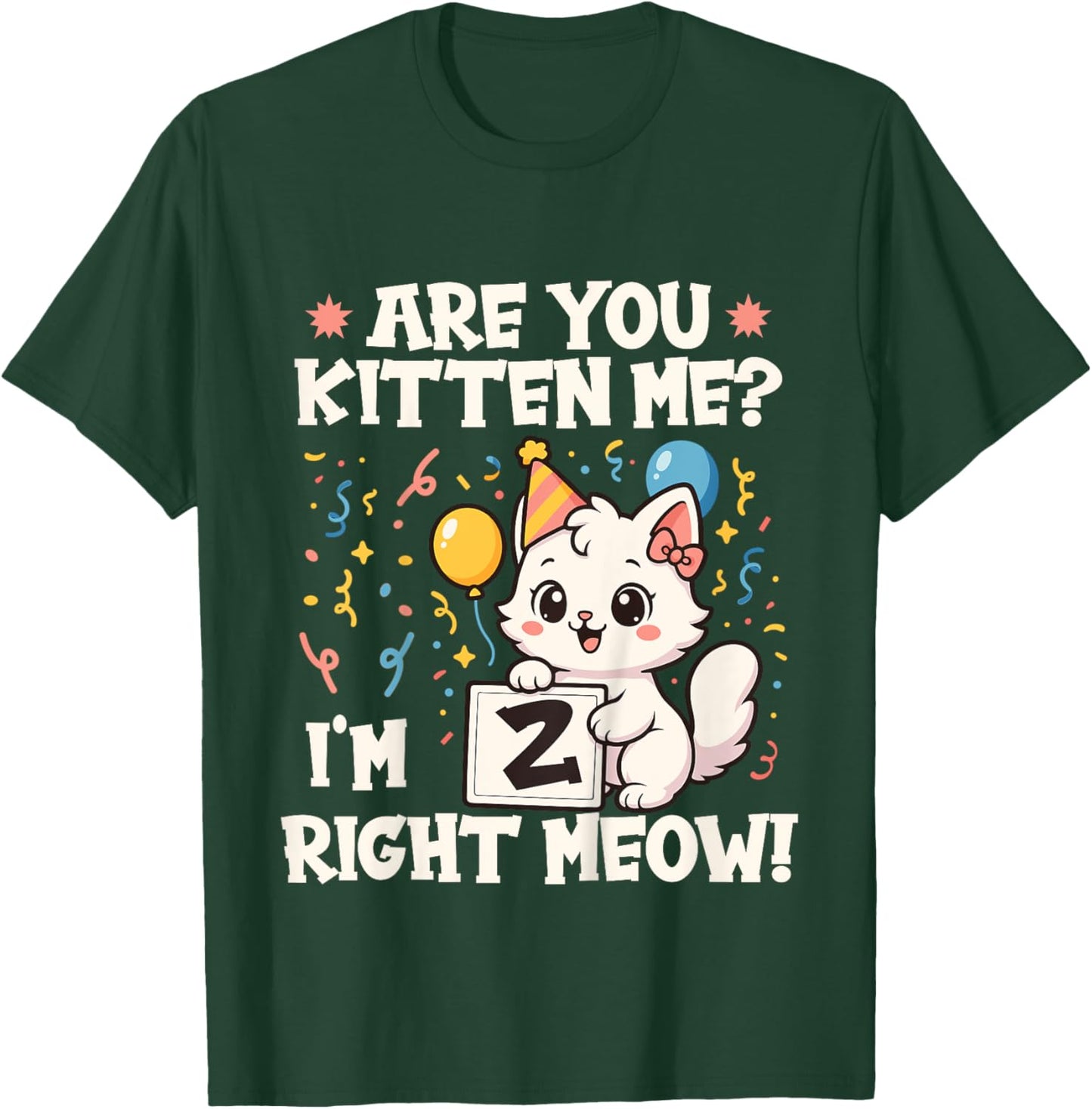 2 Years Old 2 Birthday Cats Kitten Boy Girl Cat T-Shirt - T-Shirt | Forest
