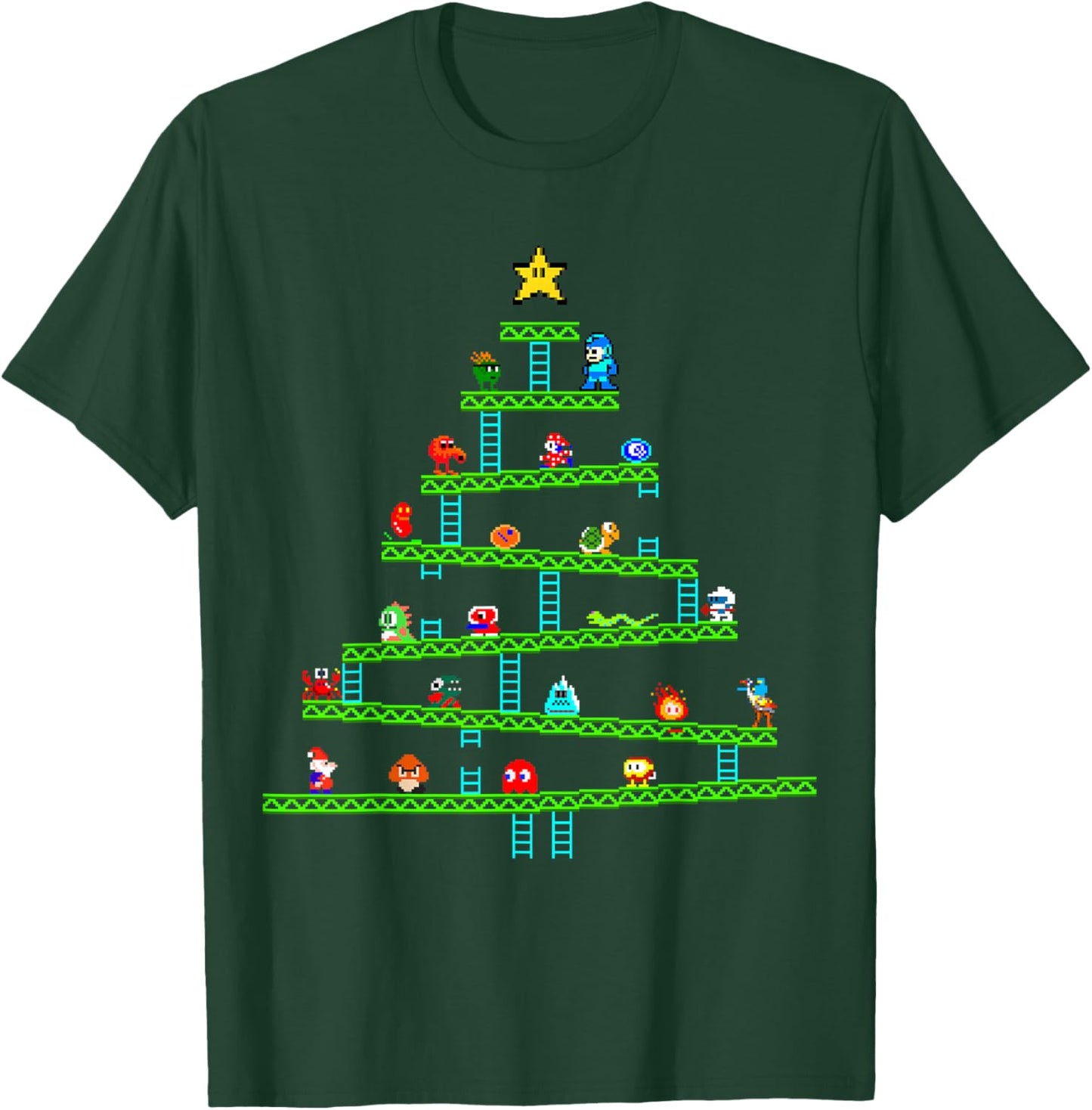 8 Bit Retro Gaming Christmas Tree T-Shirt - T-Shirt | Forest