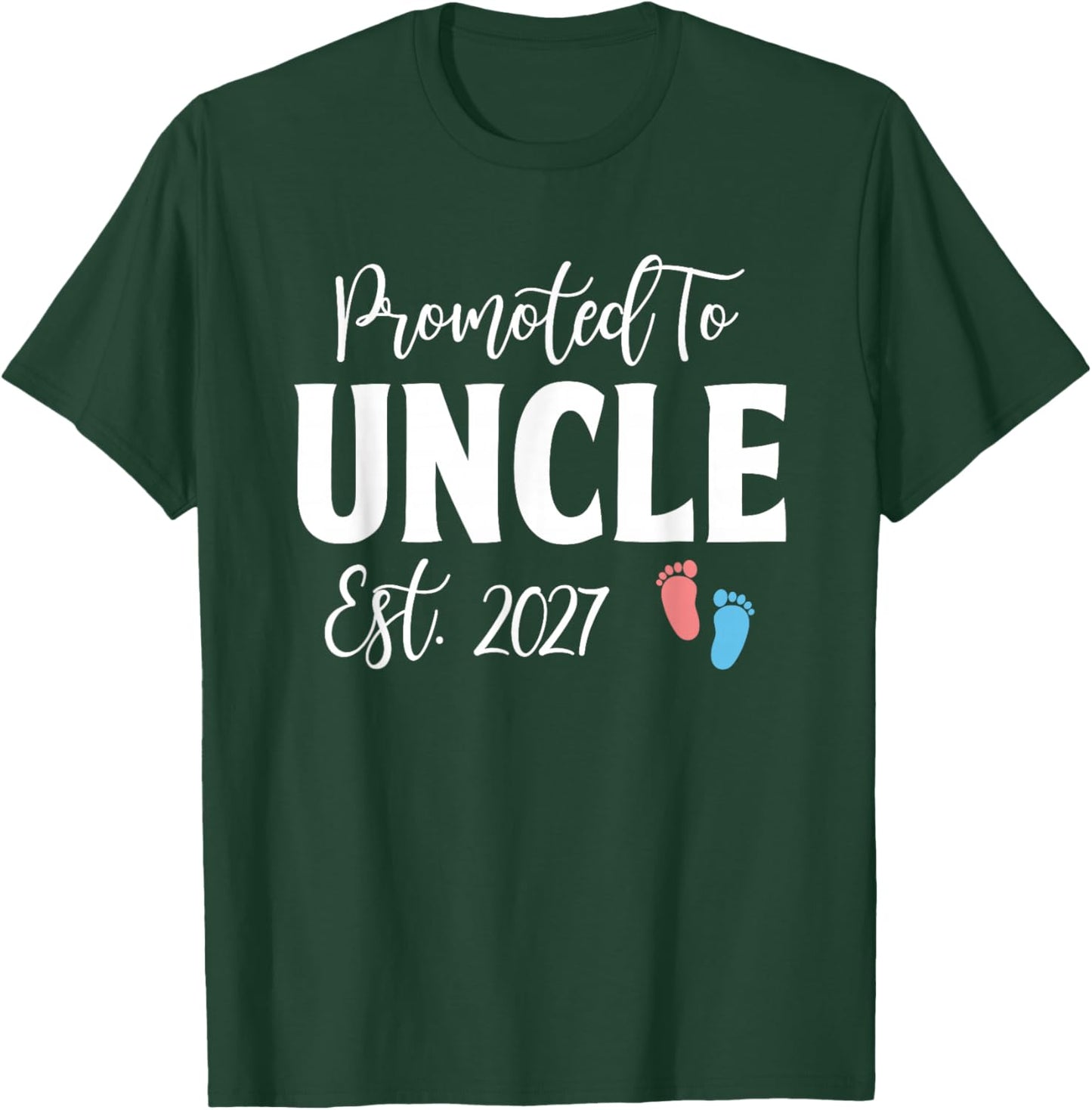 Promoted to Uncle Est 2027 Funny Pregnancy Announcement T-Shirt - T-Shirt | Forest