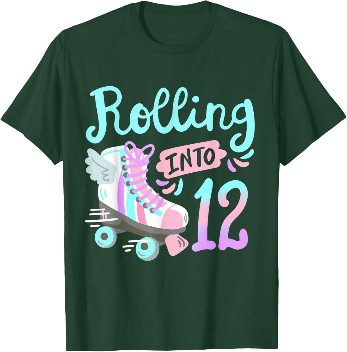 Rolling Into 12 Roller Skates Skater Girl 12th Birthday T-Shirt - T-Shirt | Forest
