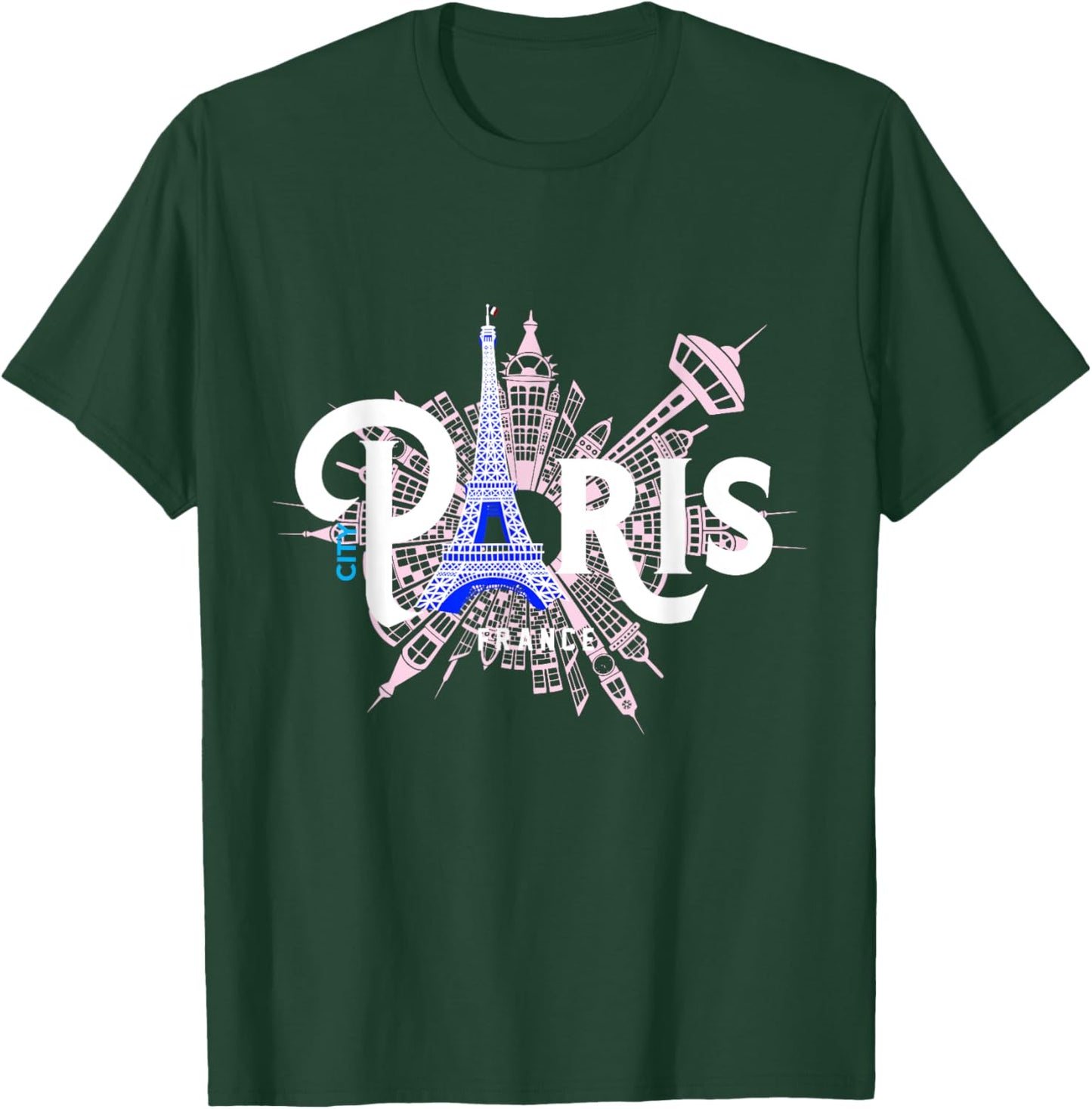 The Eiffel Tower And Iconic Buildings Vintage Paris Travel T-Shirt - T-Shirt | Forest
