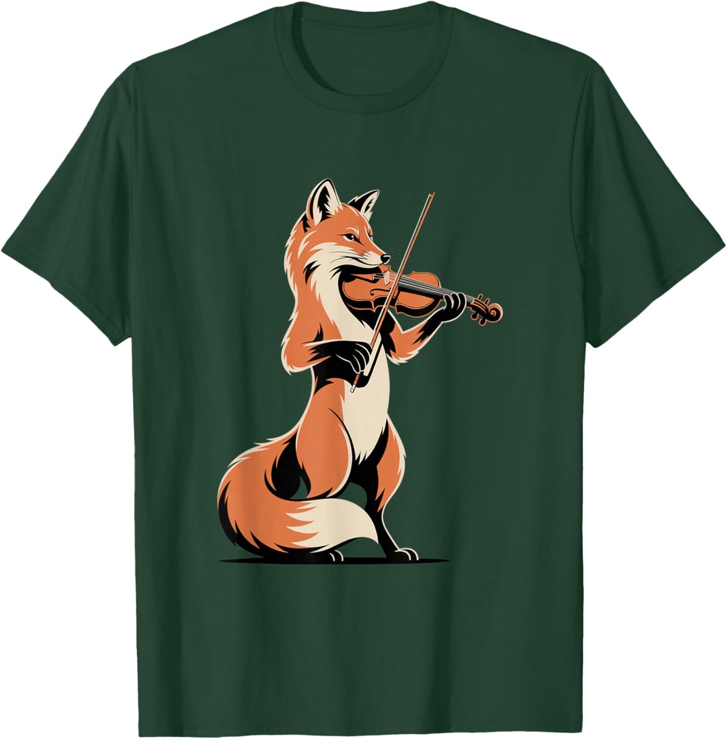 Violin Playing Fox Cute Music Orchestra Fantasy T-Shirt - T-Shirt | Forest