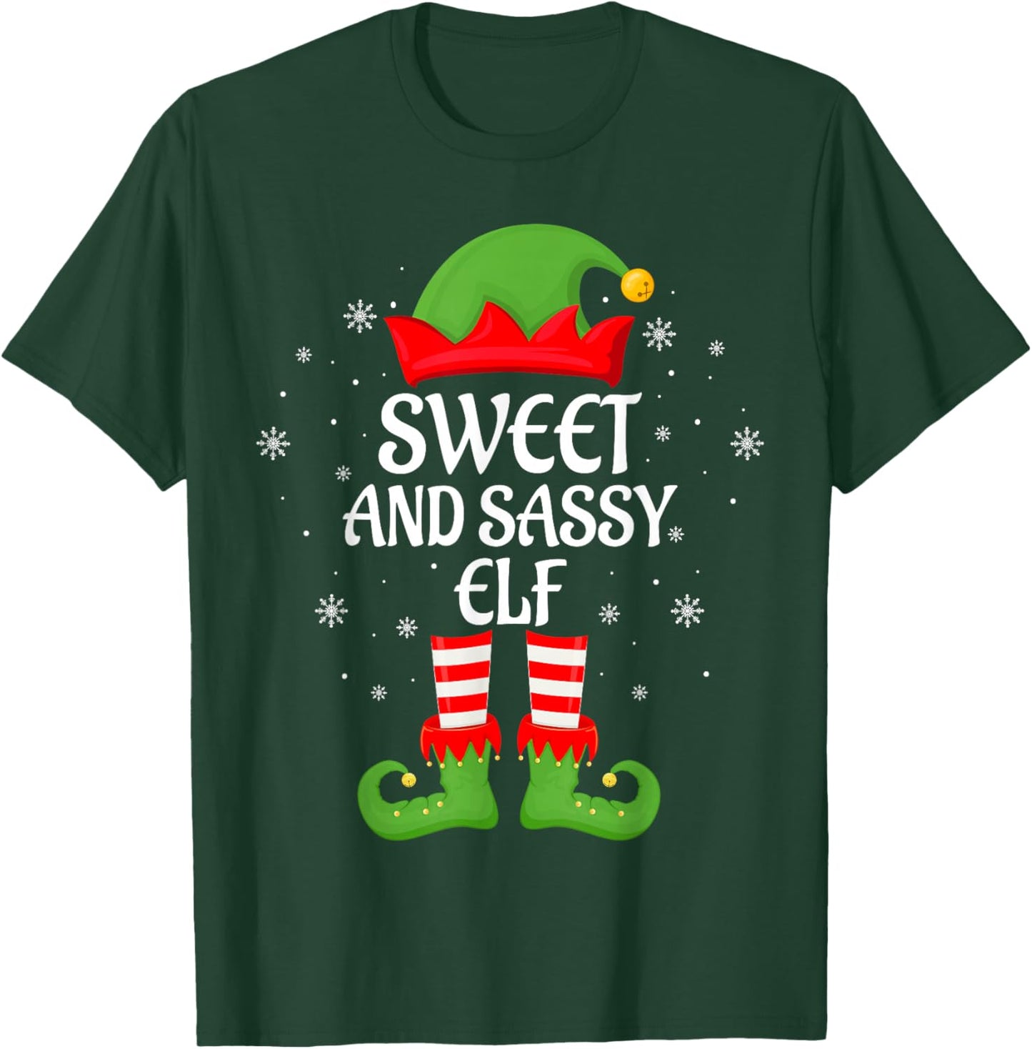 Sweet Sassy Elf Xmas Matching Family Elf Squad Christmas T-Shirt - T-Shirt | Forest