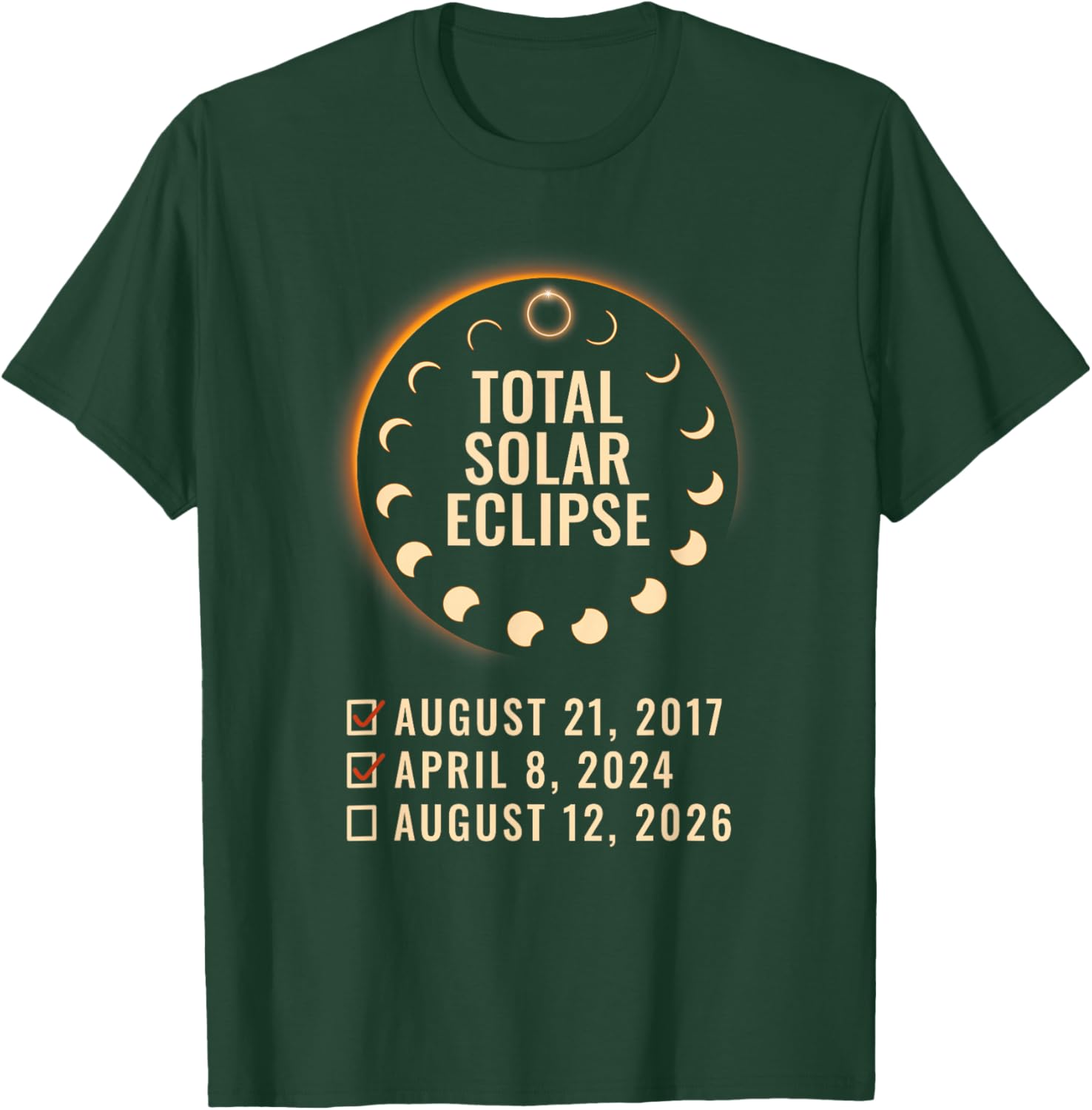 Solar Eclipse 2026 2024 2017 Total Solar-Eclipse 26 T-Shirt - T-Shirt | Forest