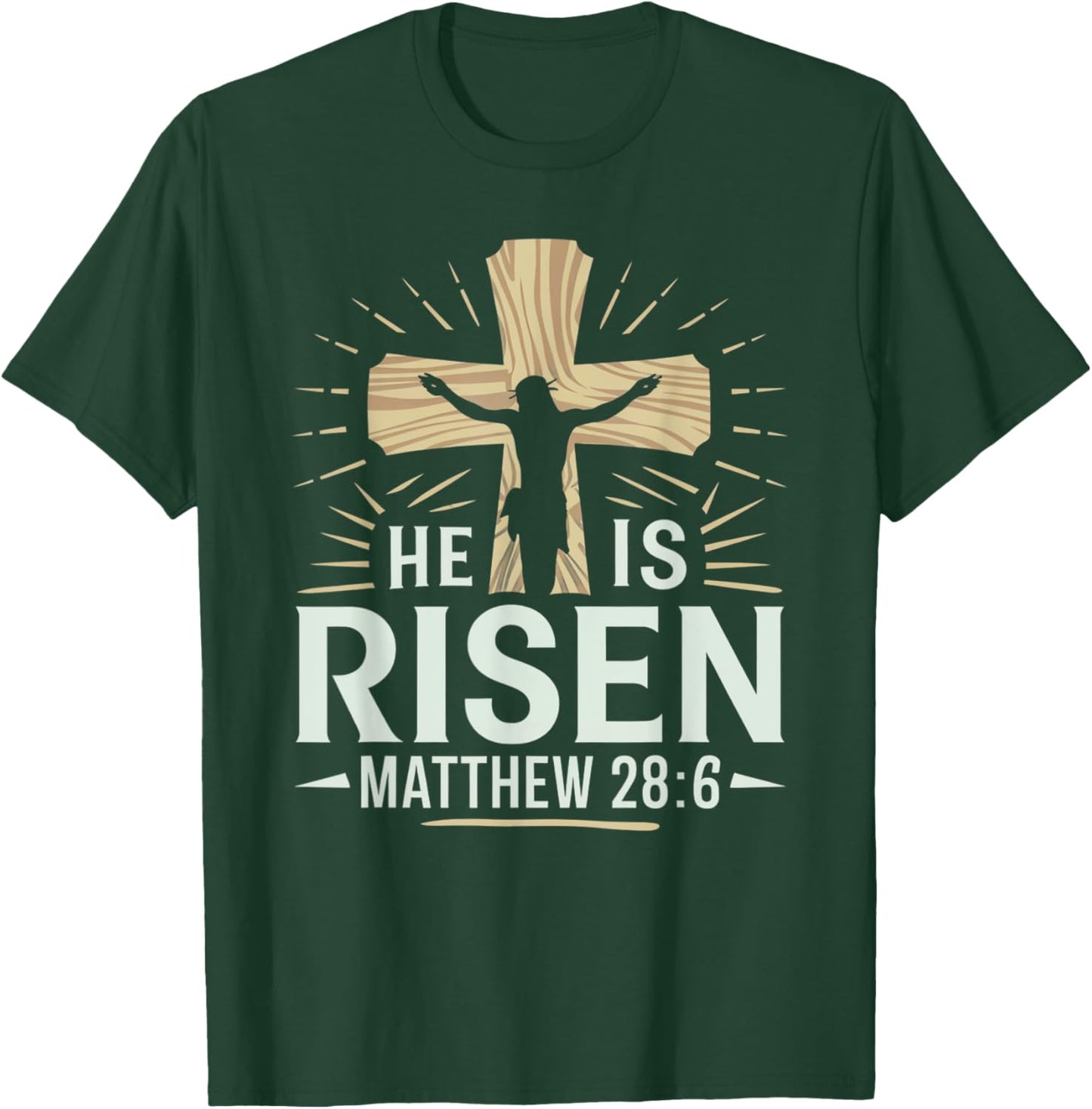 Easter Cross He Is Risen Jesus Christian Men Women Kid Youth T-Shirt - T-Shirt | Forest