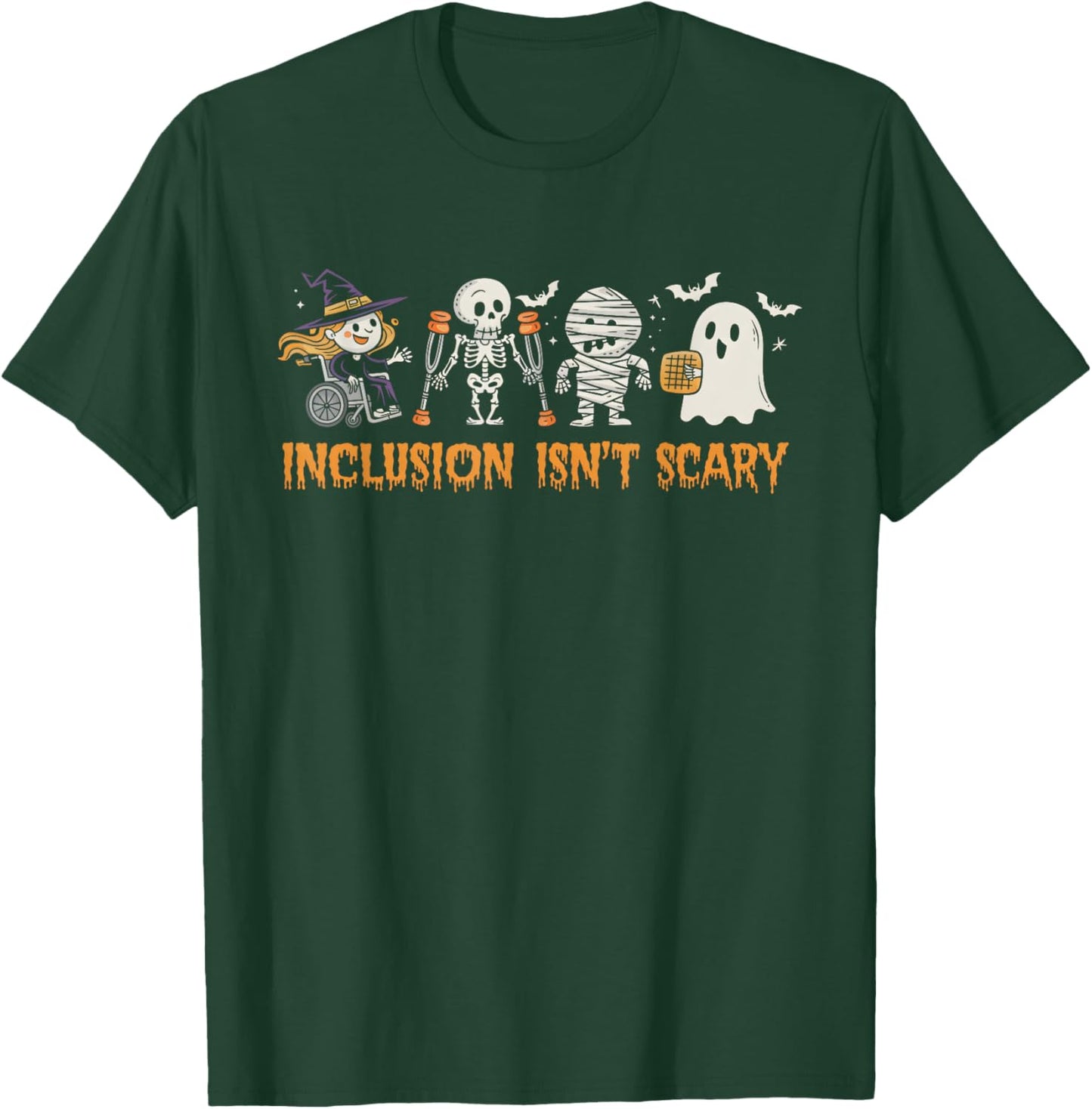 Inclusion Isn't Scary Slp Halloween Sped Teacher Ghost Mummy T-Shirt - T-Shirt | Forest
