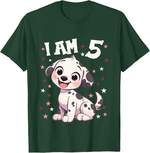 Kids 5 Years old 5th birthday Dalmatian Dogs Dalmatian Dog T-Shirt - T-Shirt | Forest