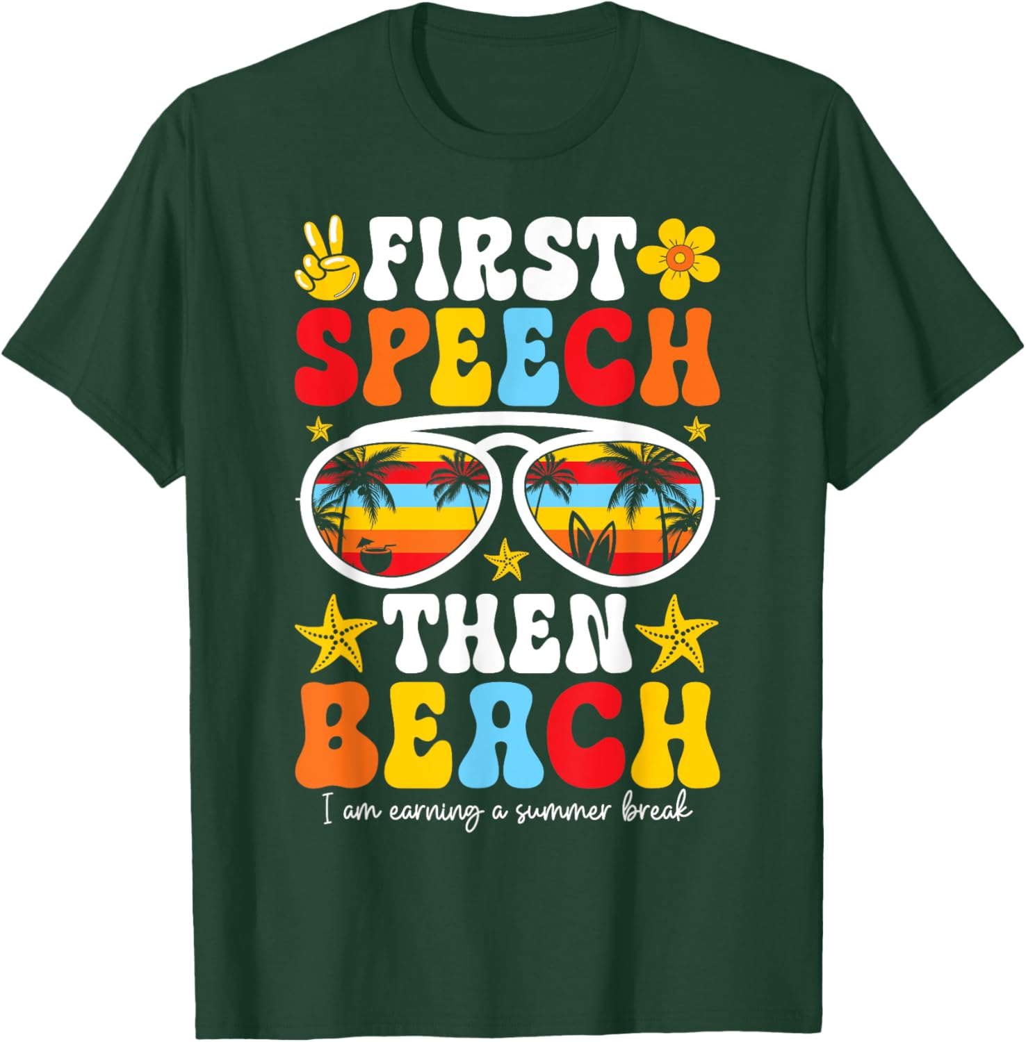 Groovy Speech Therapy Summer Break Retro Therapist Vibes T-Shirt - T-Shirt | Forest