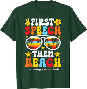 Groovy Speech Therapy Summer Break Retro Therapist Vibes T-Shirt - T-Shirt | Forest