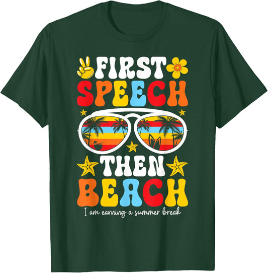 Groovy Speech Therapy Summer Break Retro Therapist Vibes T-Shirt - T-Shirt | Forest