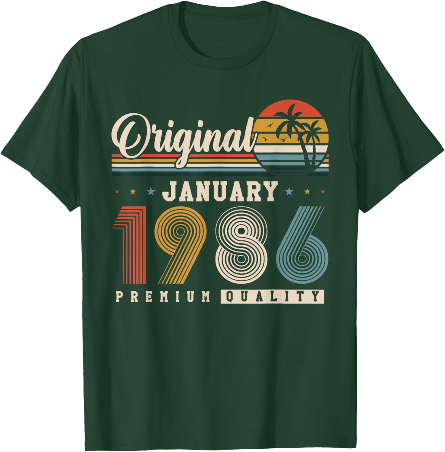 Original January 1986 40th Birthday Vintage Gift T-Shirt - T-Shirt | Forest