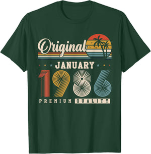 Original January 1986 40th Birthday Vintage Gift T-Shirt - T-Shirt | Forest
